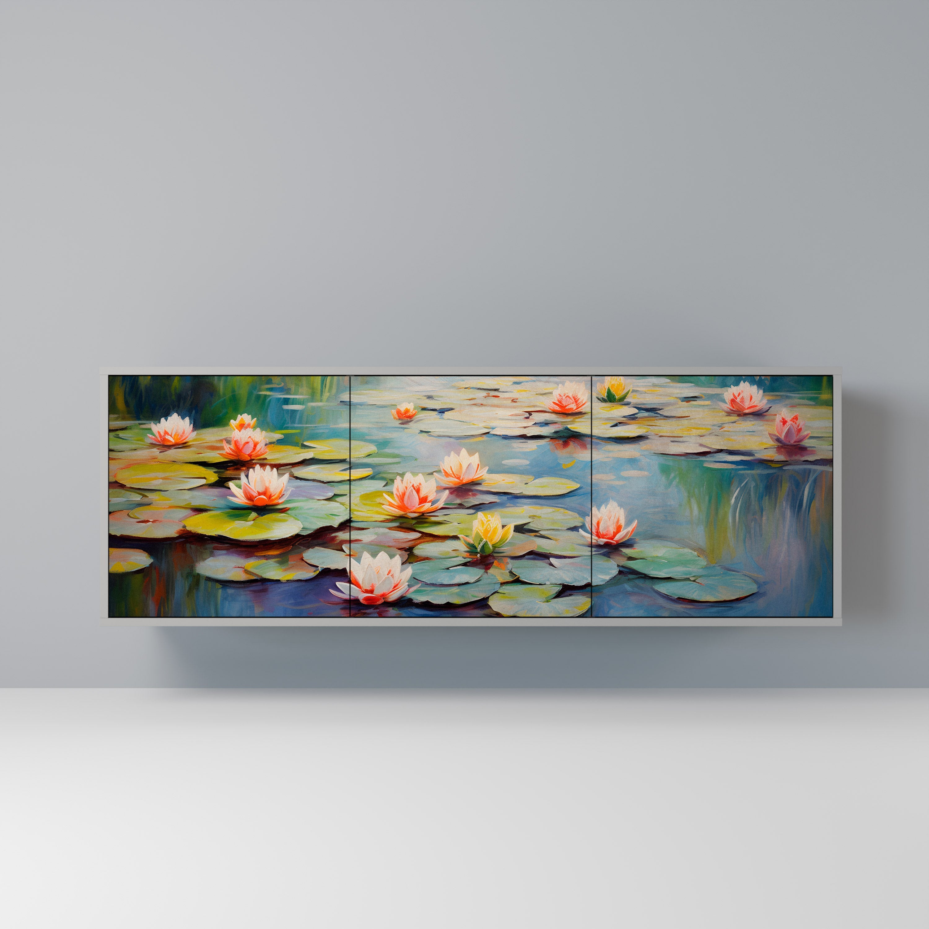 BLOOMING WATERS Sideboard mit 3 Türen in grauem Finish