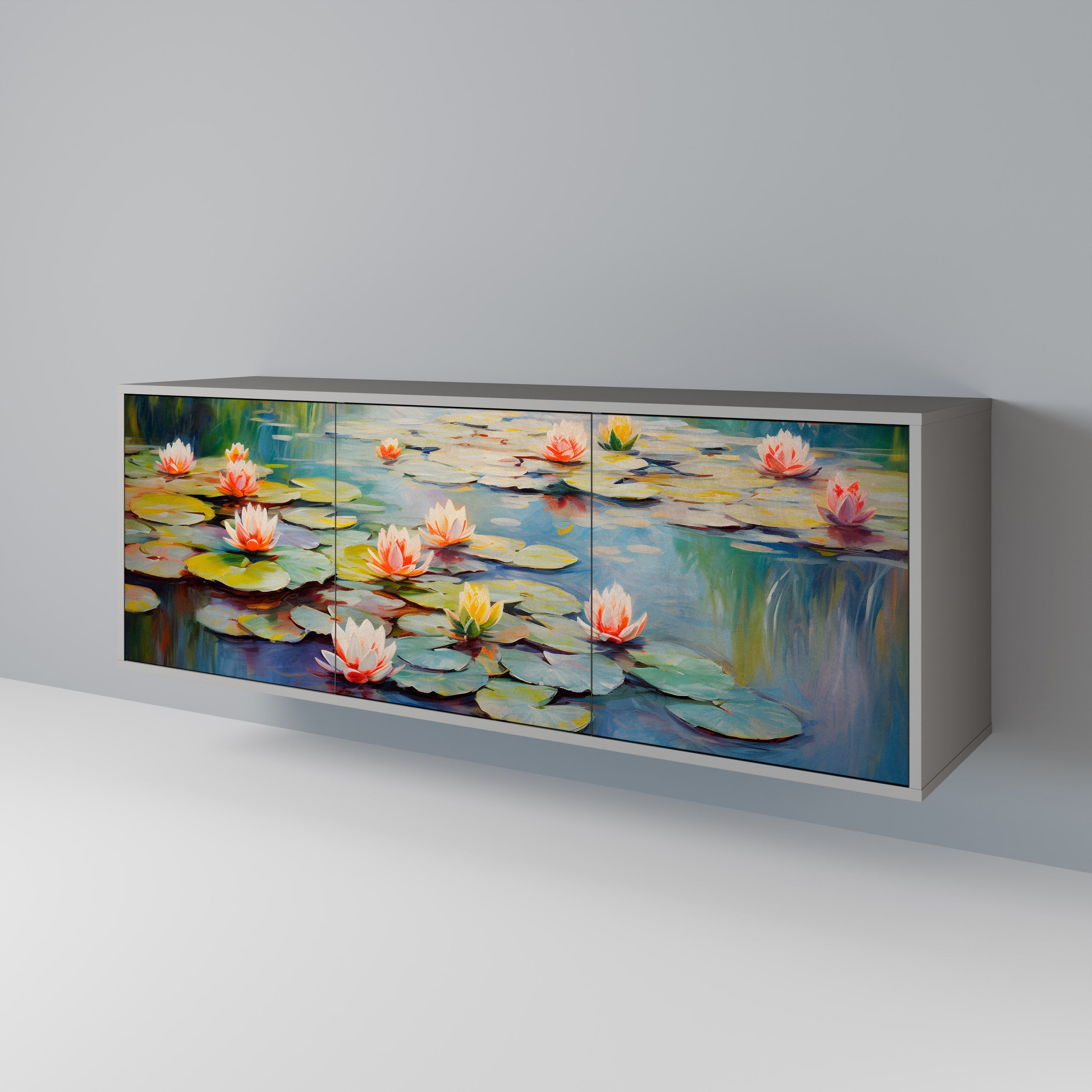 BLOOMING WATERS Sideboard mit 3 Türen in grauem Finish