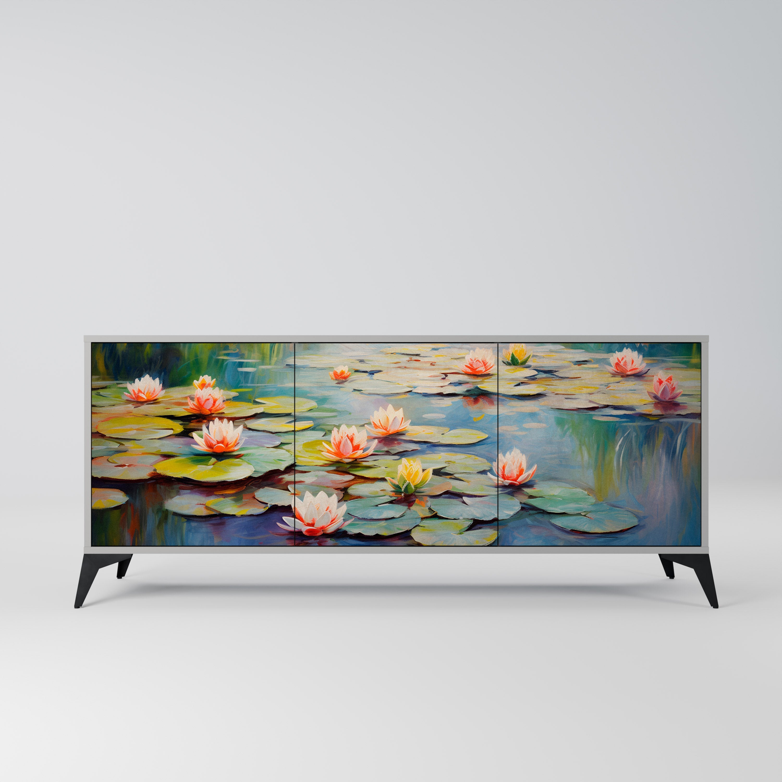 BLOOMING WATERS Sideboard mit 3 Türen in grauem Finish