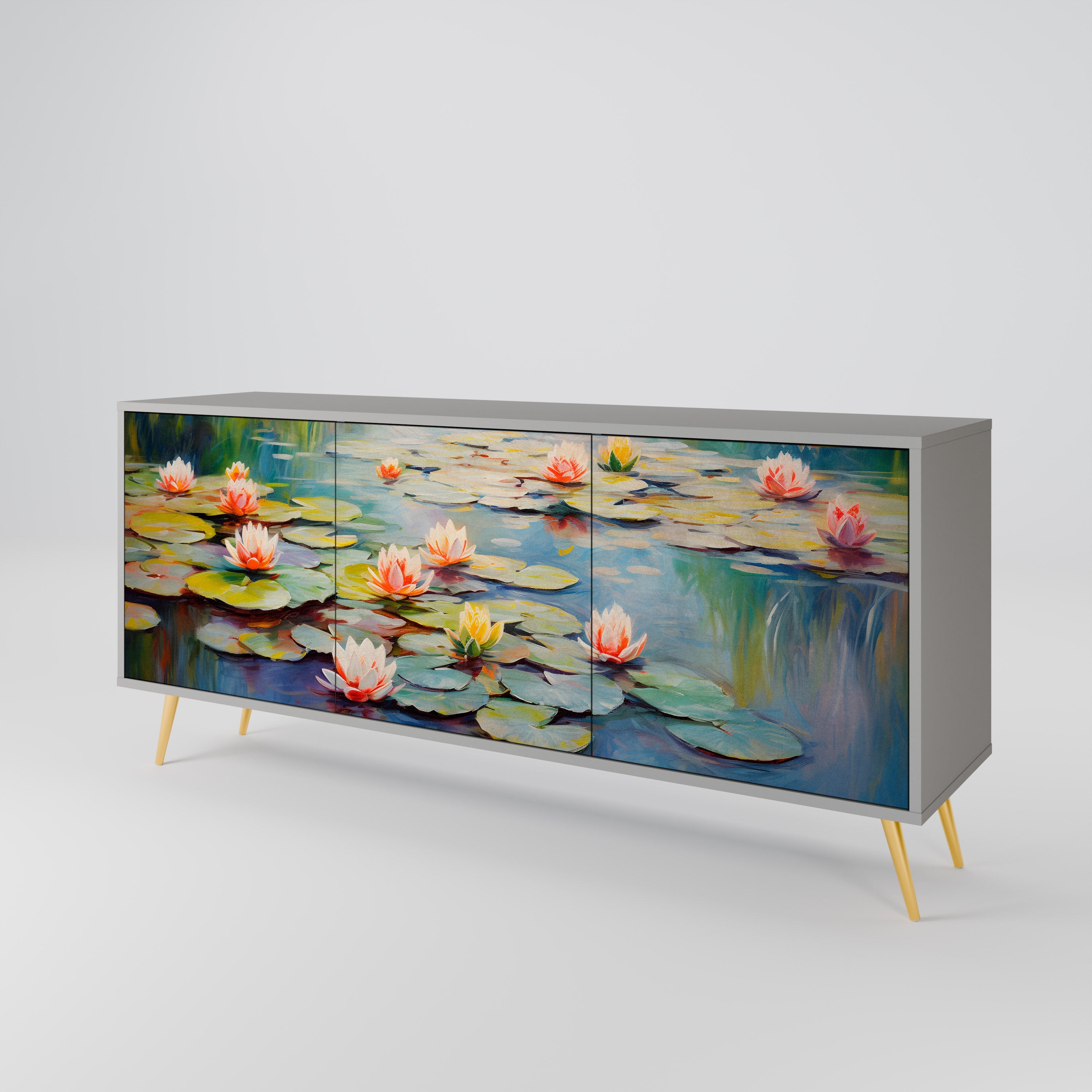 BLOOMING WATERS Sideboard mit 3 Türen in grauem Finish