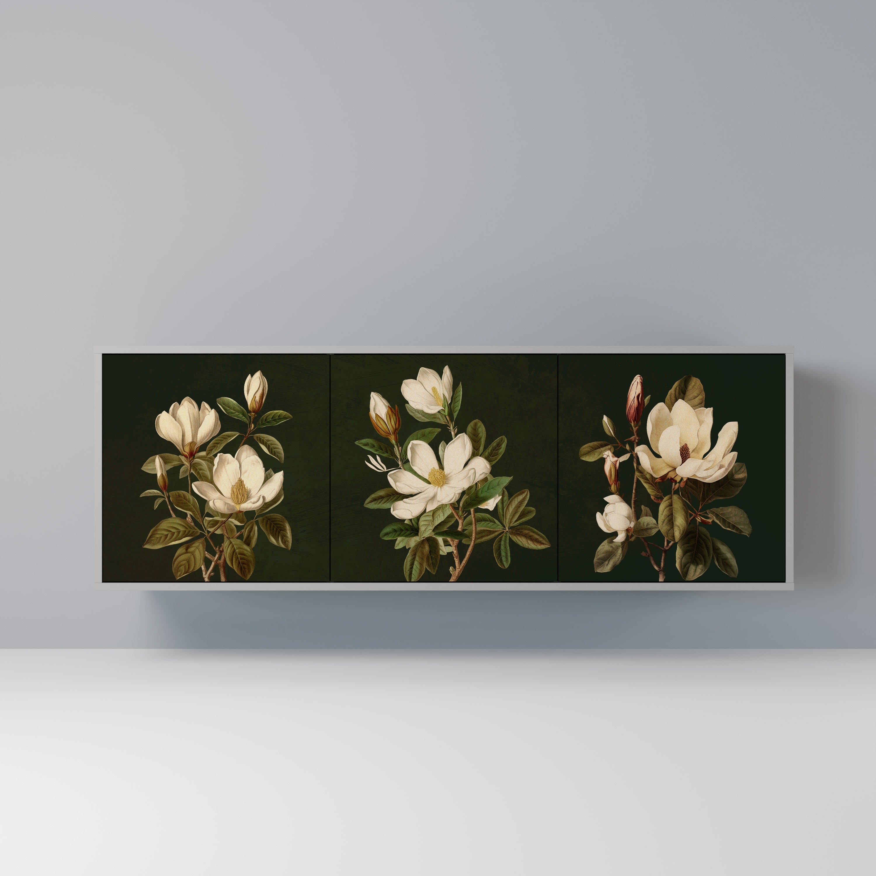 FLORAL NOIR 3-türiges Sideboard in grauem Finish