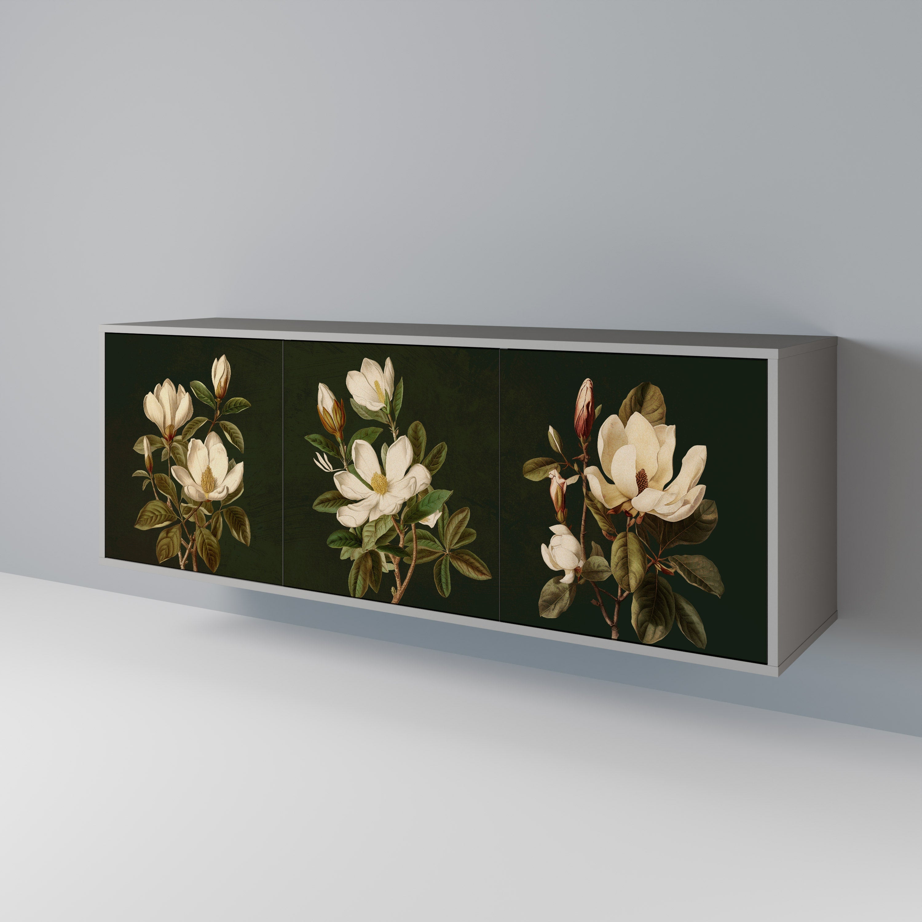 FLORAL NOIR 3-türiges Sideboard in grauem Finish