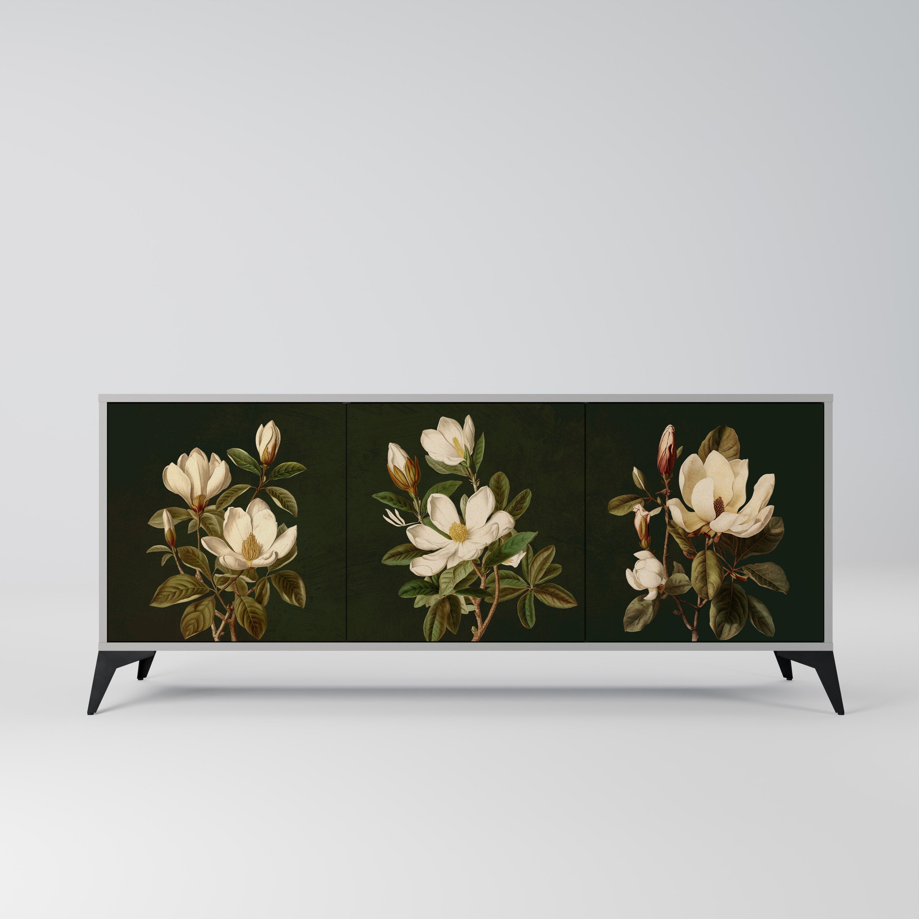 FLORAL NOIR 3-türiges Sideboard in grauem Finish