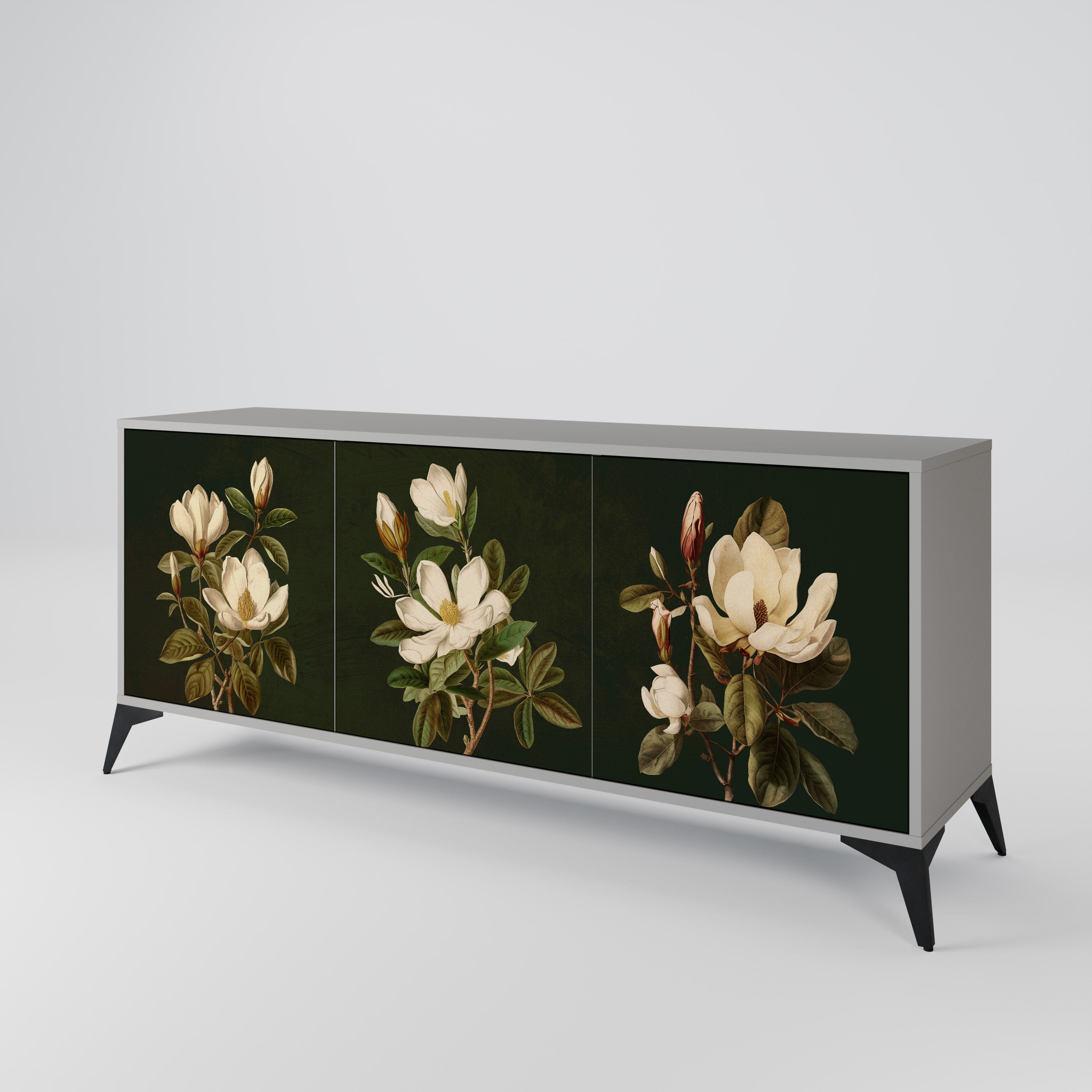 FLORAL NOIR 3-türiges Sideboard in grauem Finish