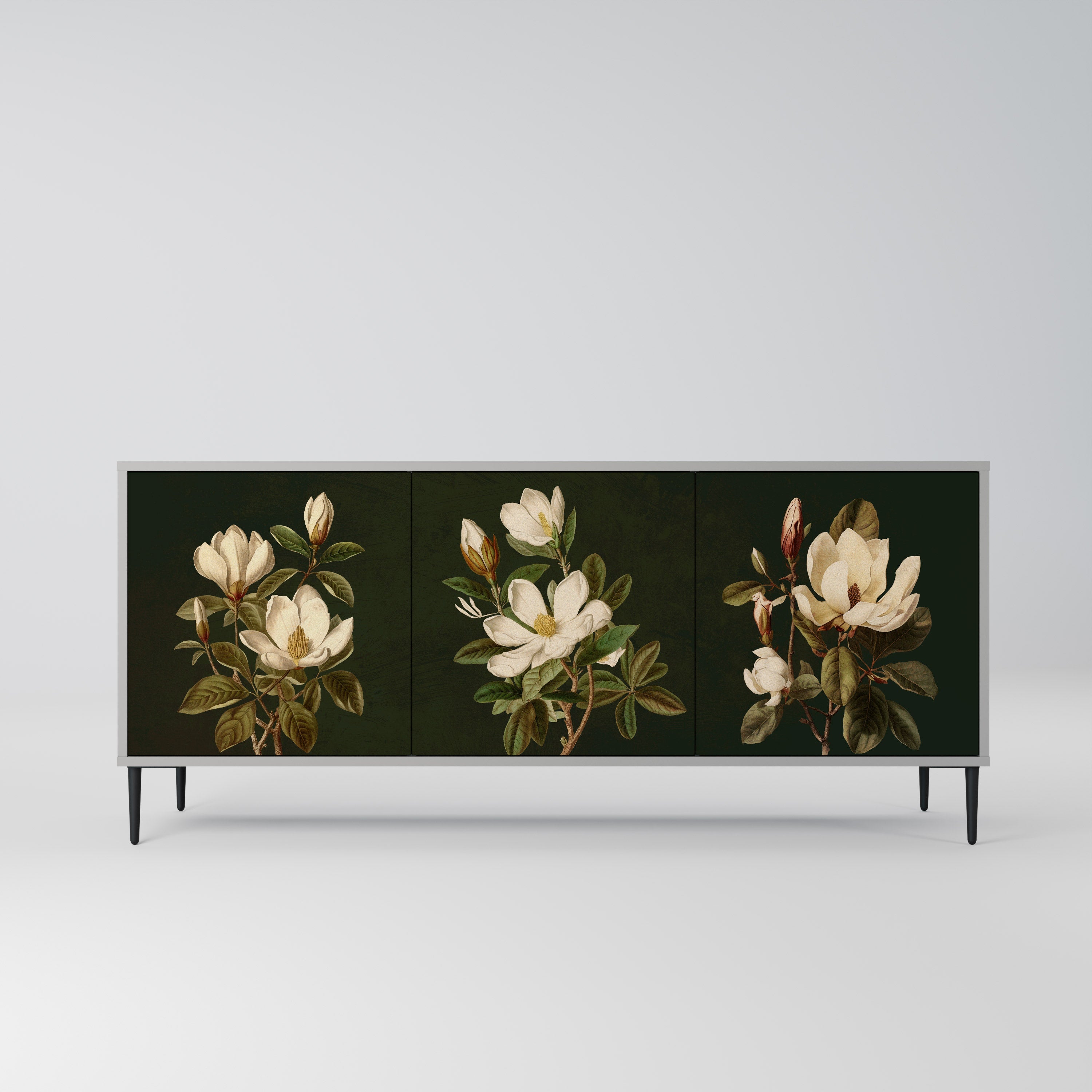 FLORAL NOIR 3-türiges Sideboard in grauem Finish