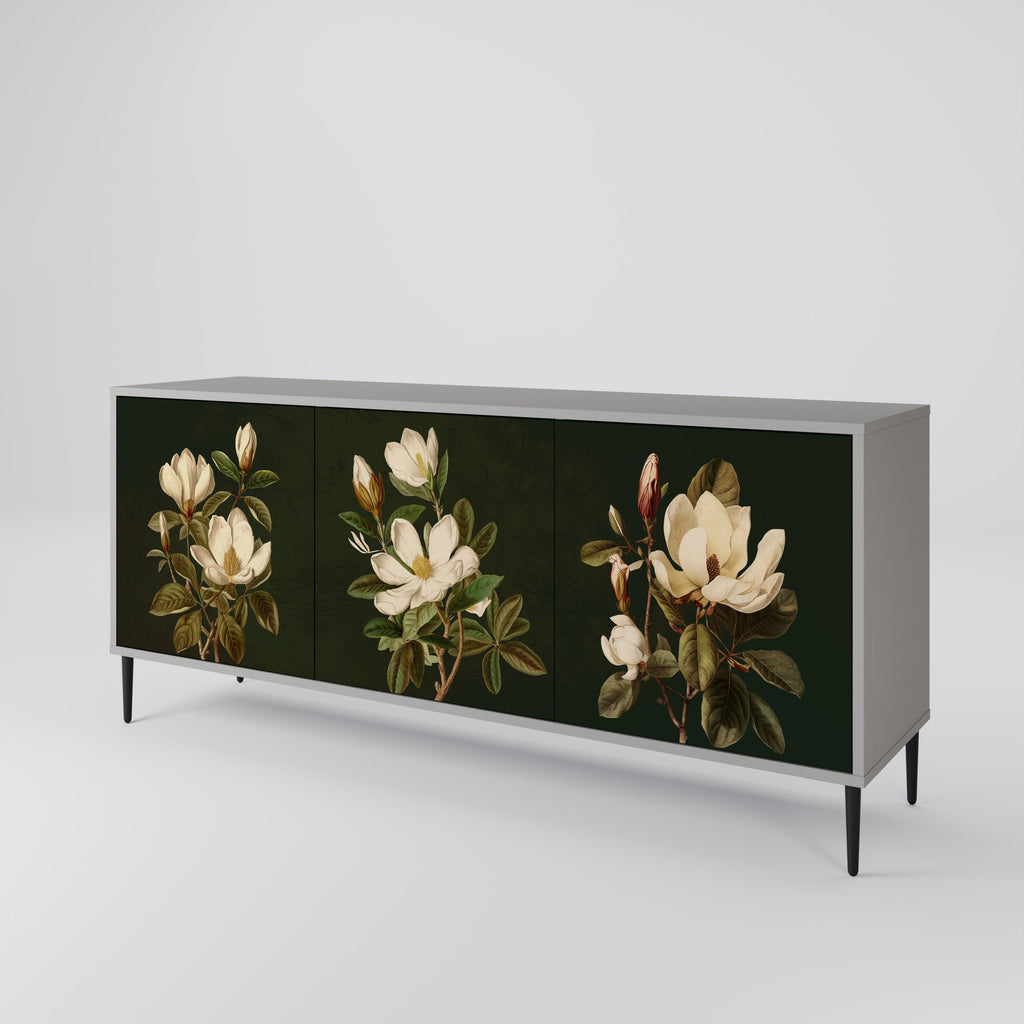 FLORAL NOIR 3-türiges Sideboard in grauem Finish