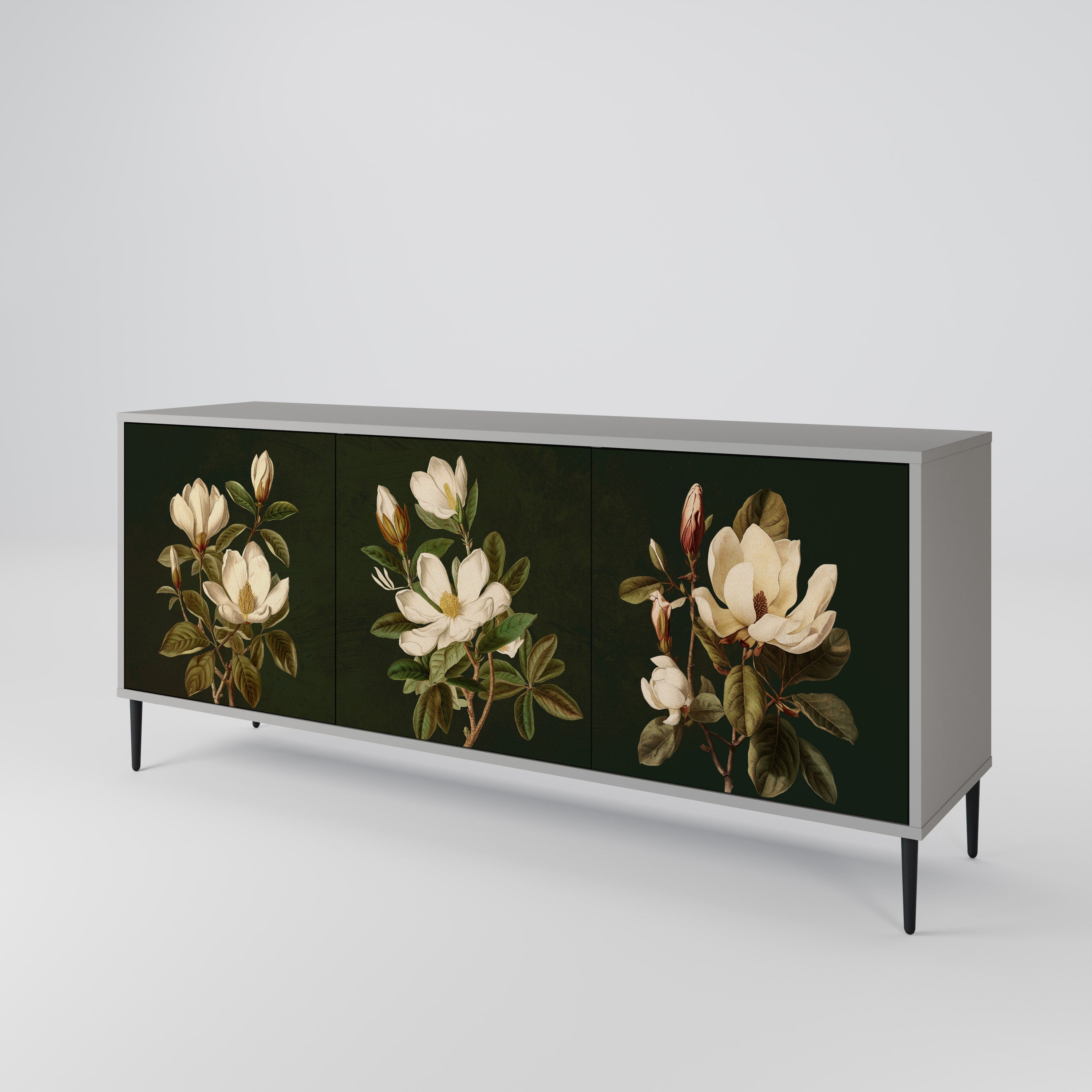 FLORAL NOIR 3-türiges Sideboard in grauem Finish