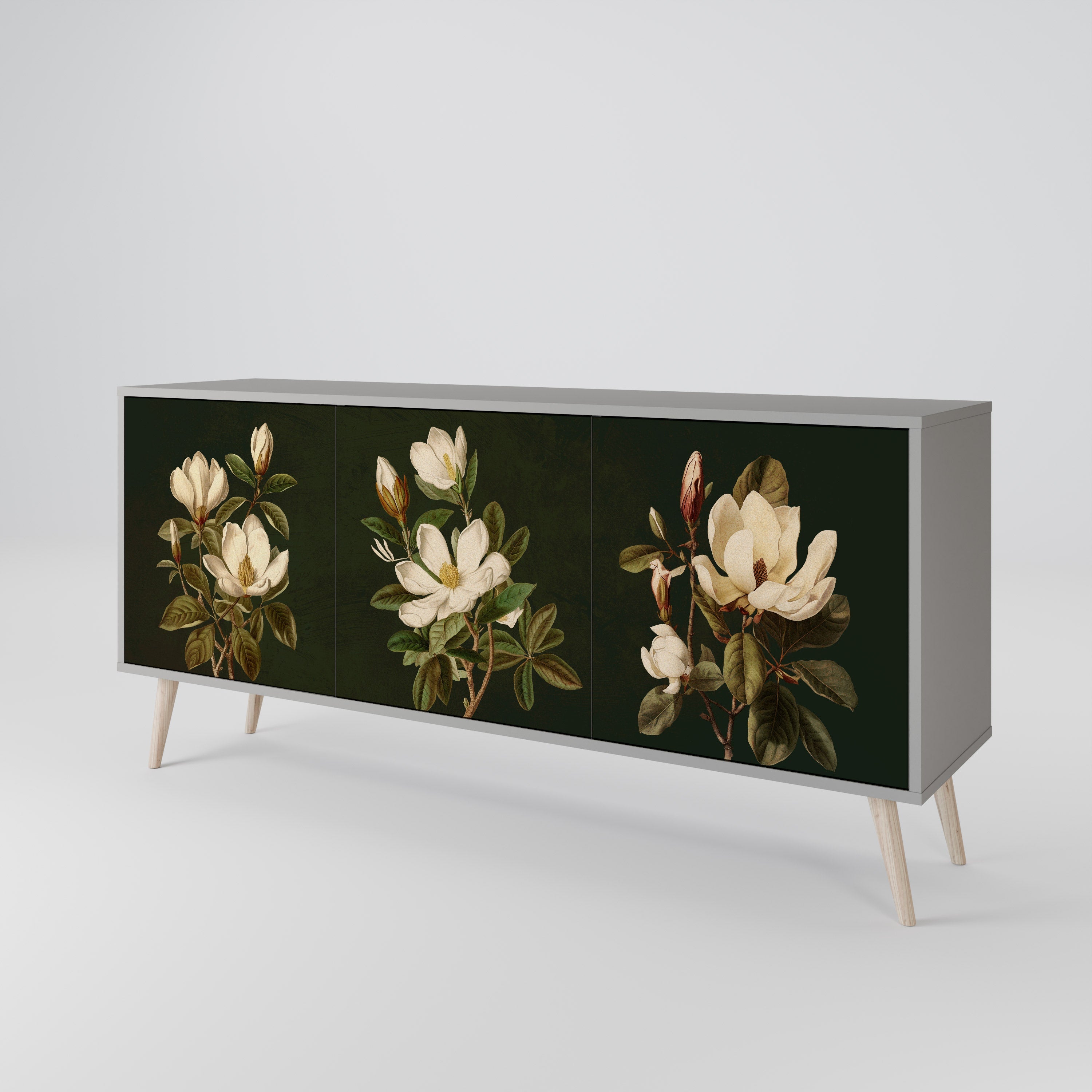 FLORAL NOIR 3-türiges Sideboard in grauem Finish