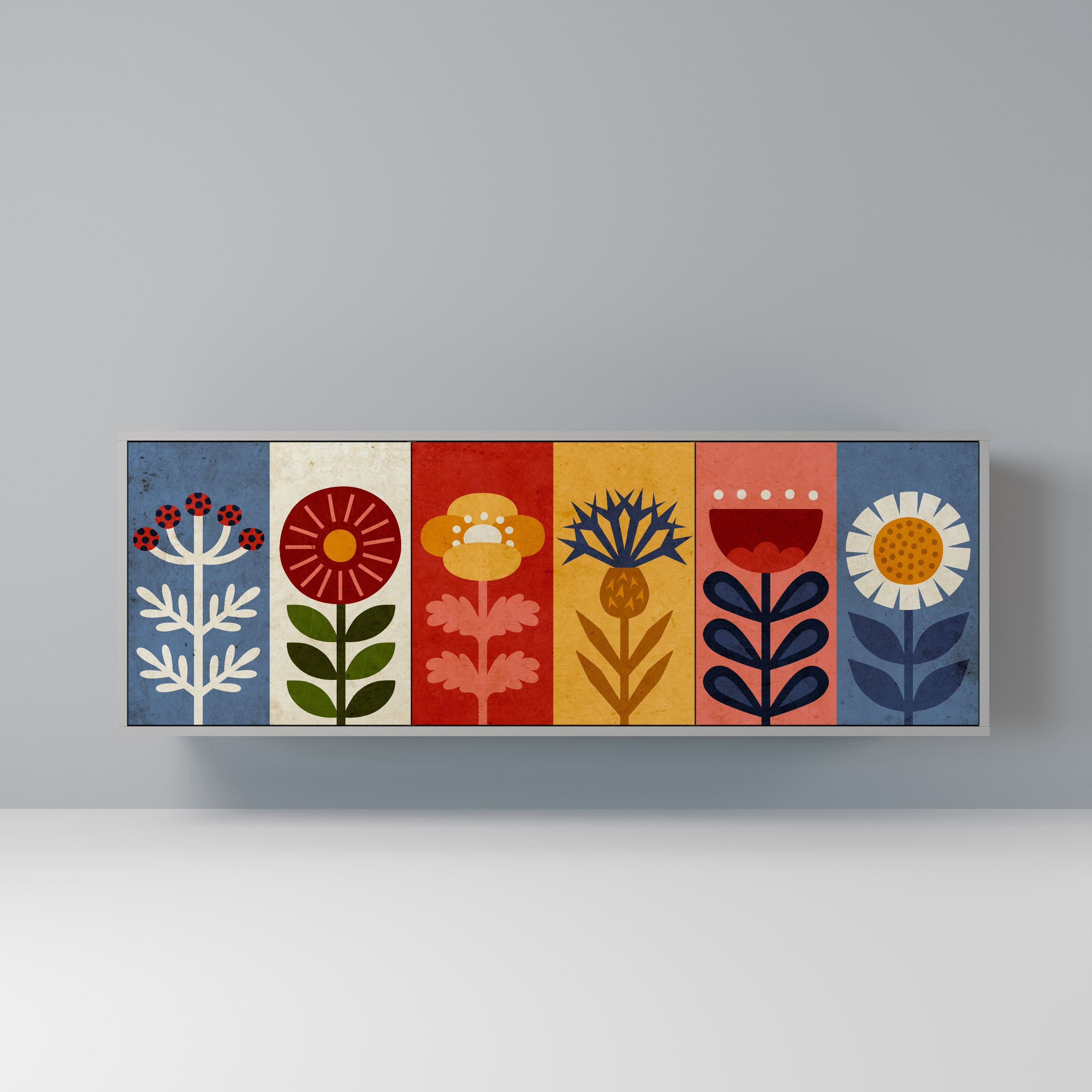 SCANDIC FLOWERET 3-türiges Sideboard in grauer Ausführung