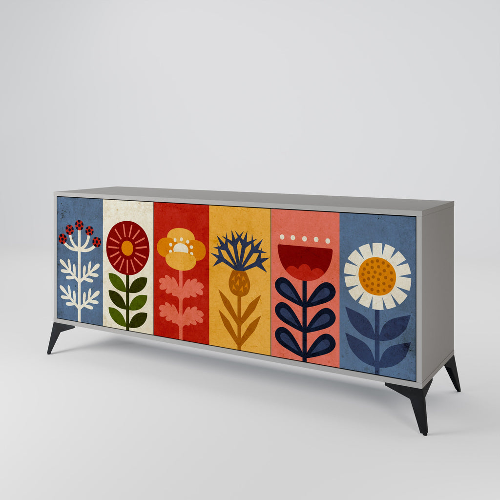SCANDIC FLOWERET 3-türiges Sideboard in grauer Ausführung