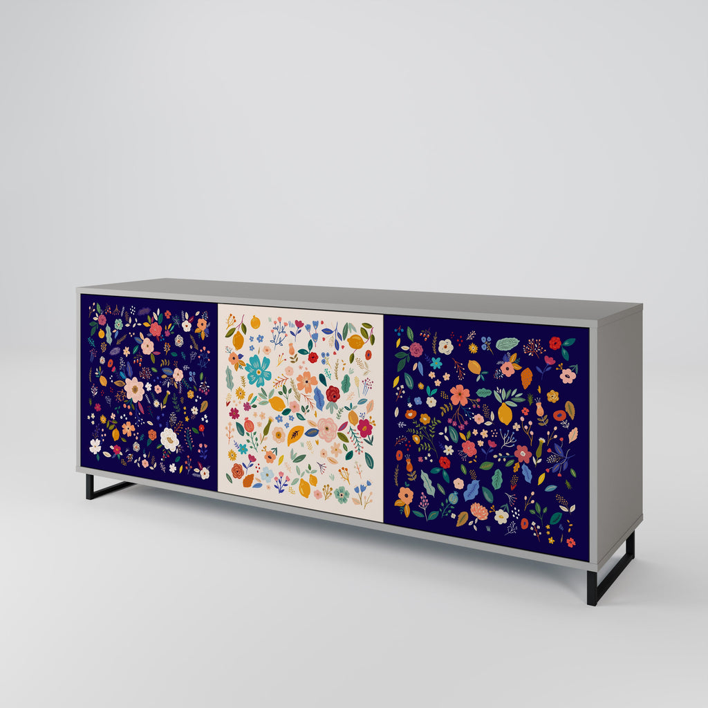 FLORAL COMBINATION 3-türiges Sideboard in grauem Finish