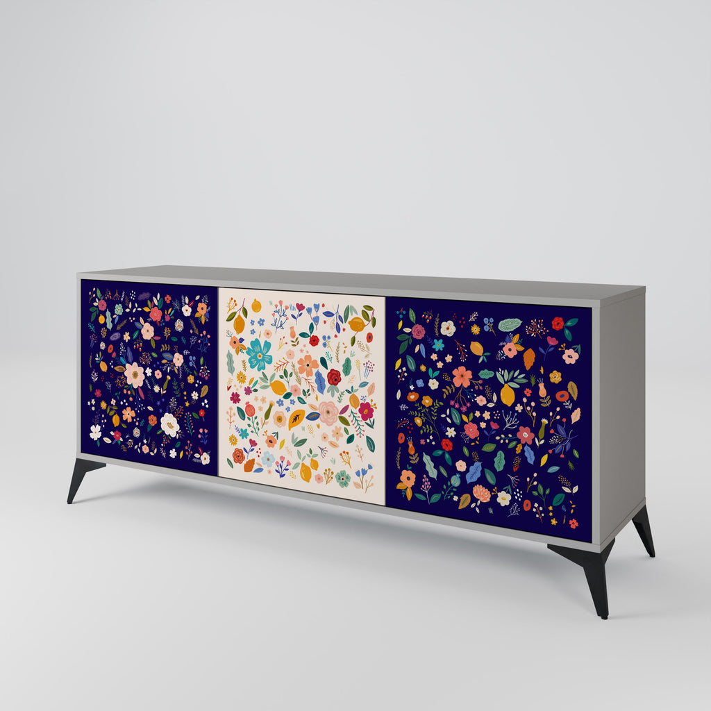 FLORAL COMBINATION 3-türiges Sideboard in grauem Finish