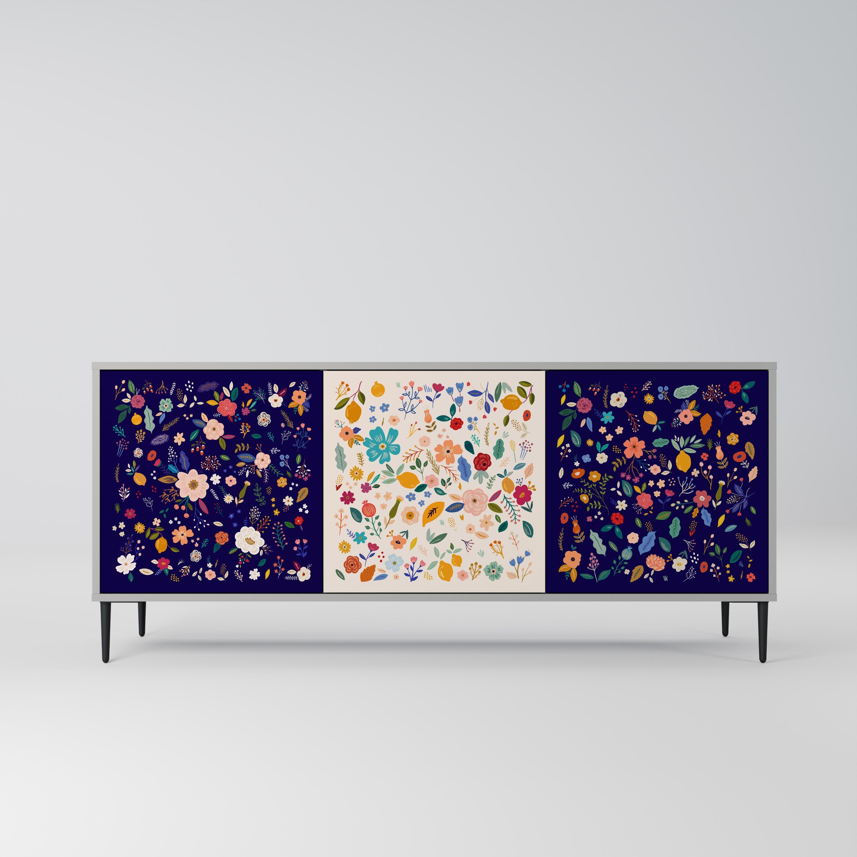 FLORAL COMBINATION 3-türiges Sideboard in grauem Finish