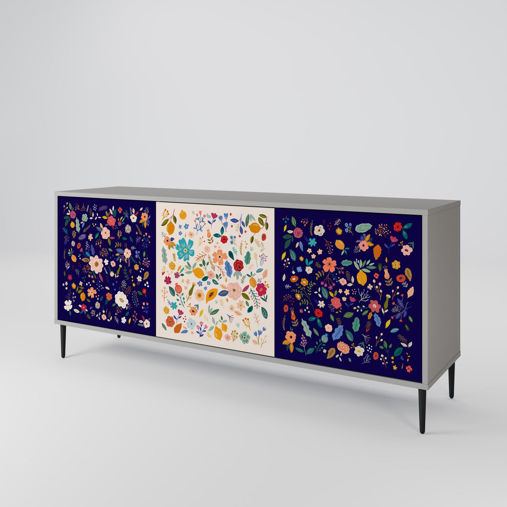 FLORAL COMBINATION 3-türiges Sideboard in grauem Finish