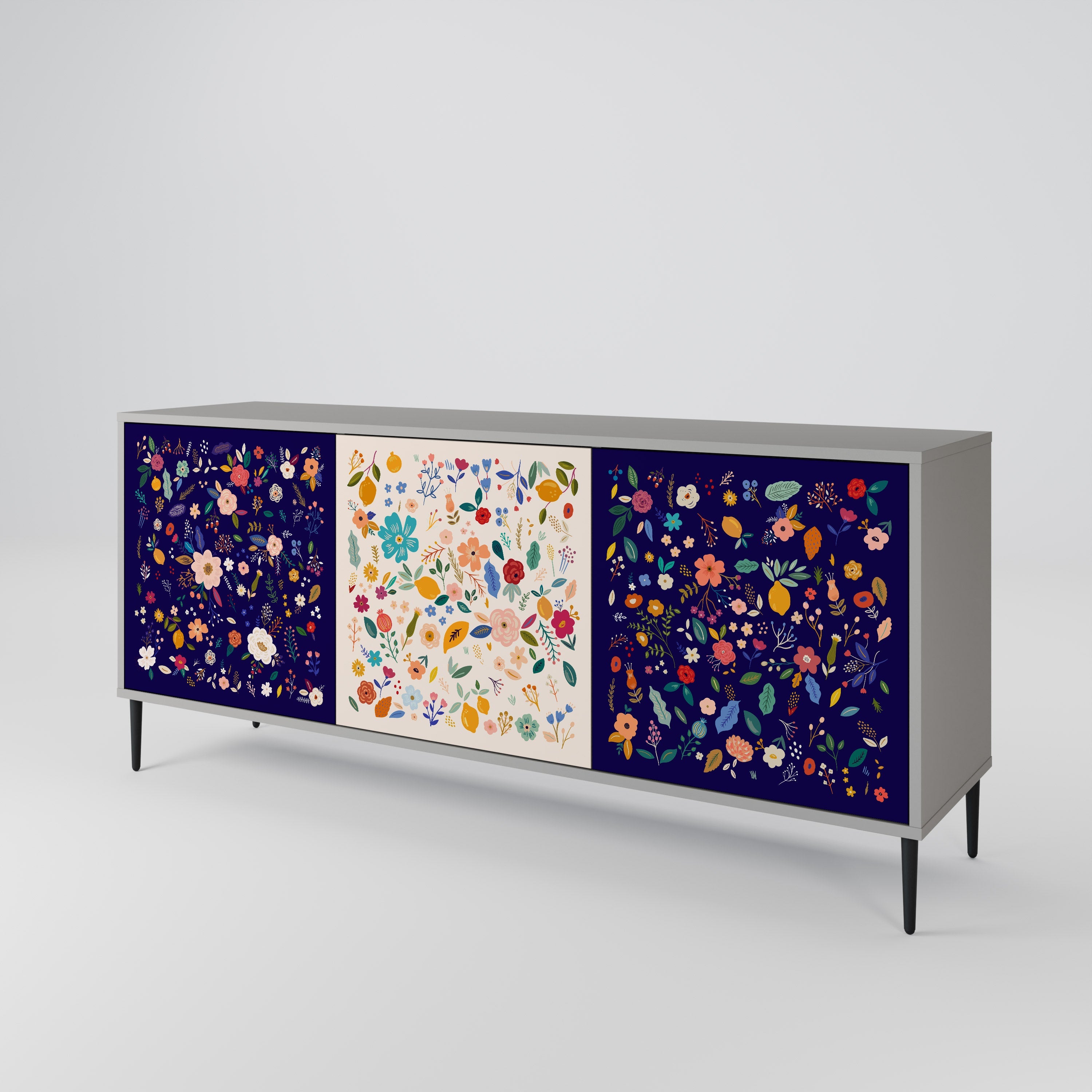 FLORAL COMBINATION 3-türiges Sideboard in grauem Finish