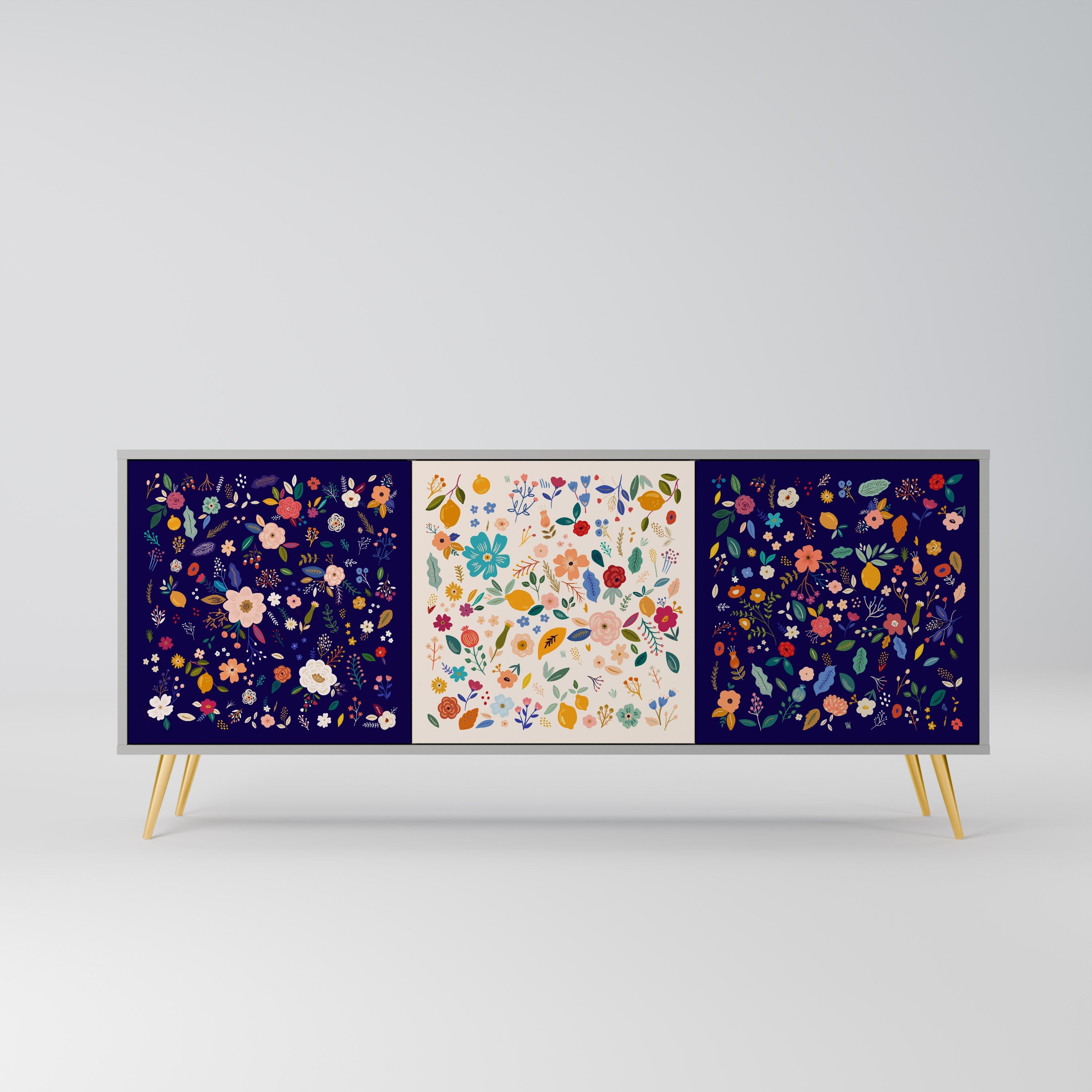 FLORAL COMBINATION 3-türiges Sideboard in grauem Finish