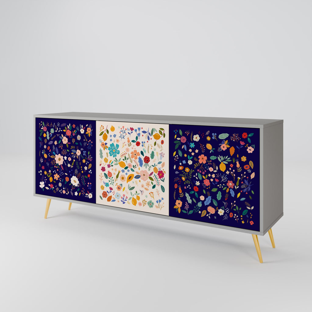 FLORAL COMBINATION 3-türiges Sideboard in grauem Finish