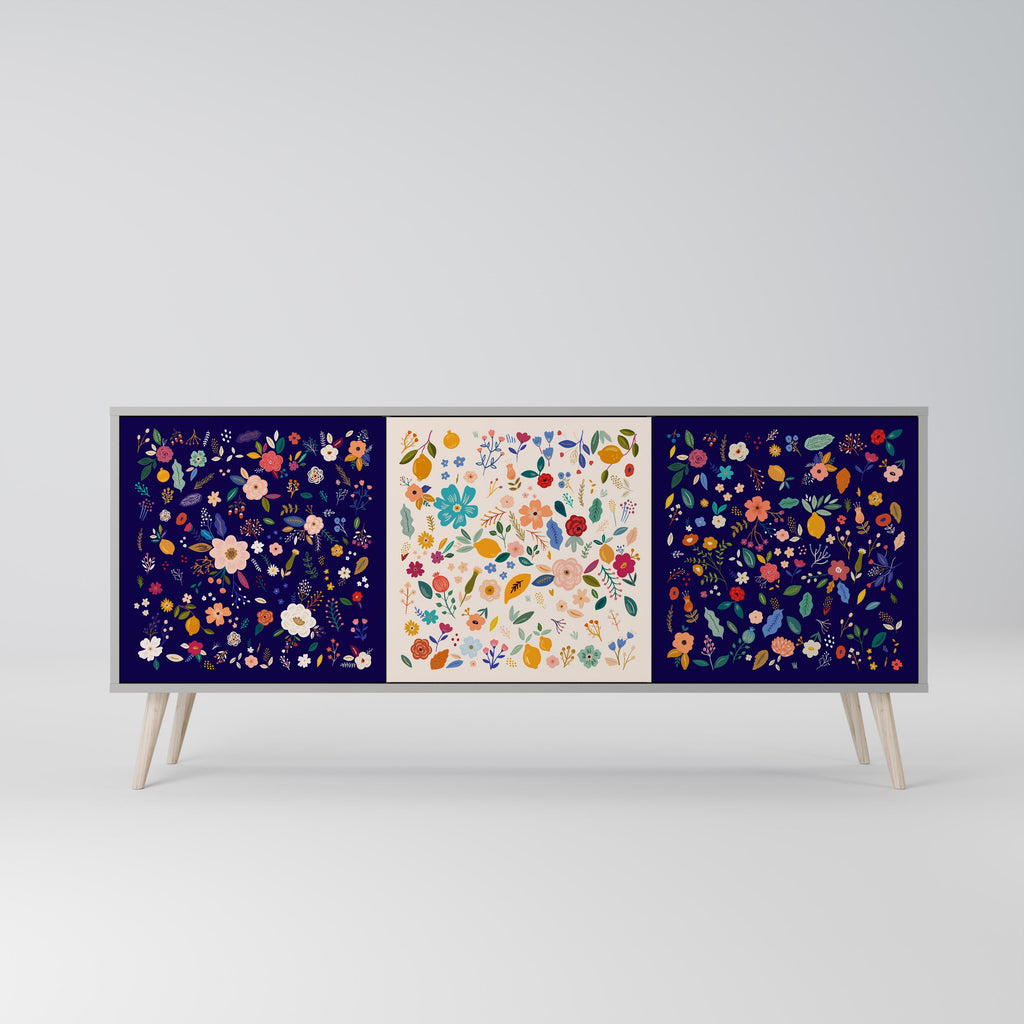 FLORAL COMBINATION 3-türiges Sideboard in grauem Finish