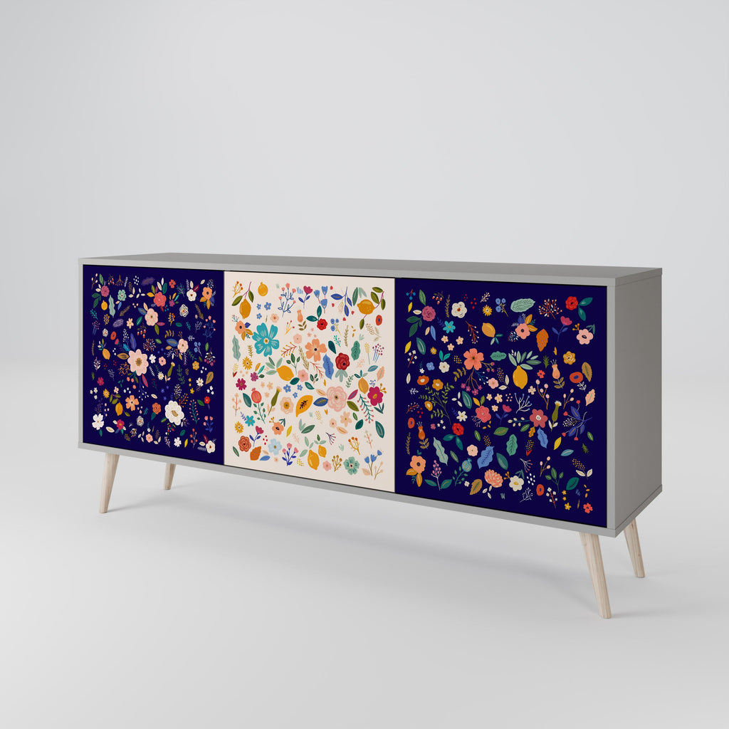 FLORAL COMBINATION 3-türiges Sideboard in grauem Finish