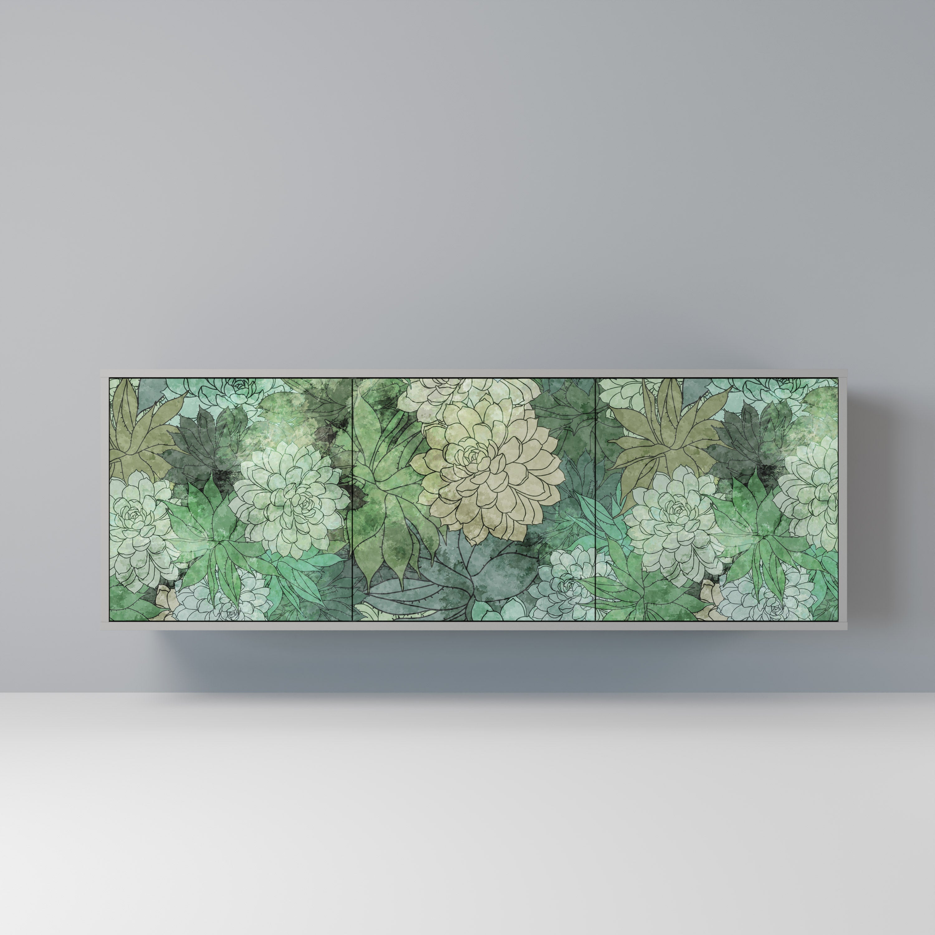 SUCCULENT CLUSTER 3-türiges Sideboard in grauer Ausführung