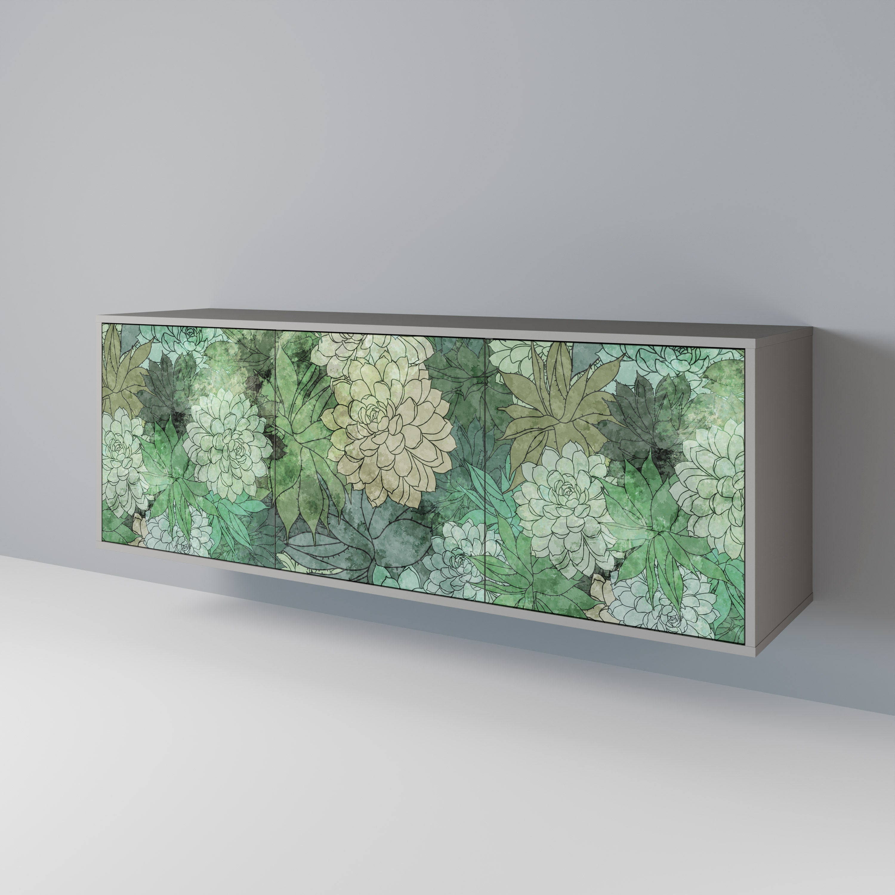 SUCCULENT CLUSTER 3-türiges Sideboard in grauer Ausführung