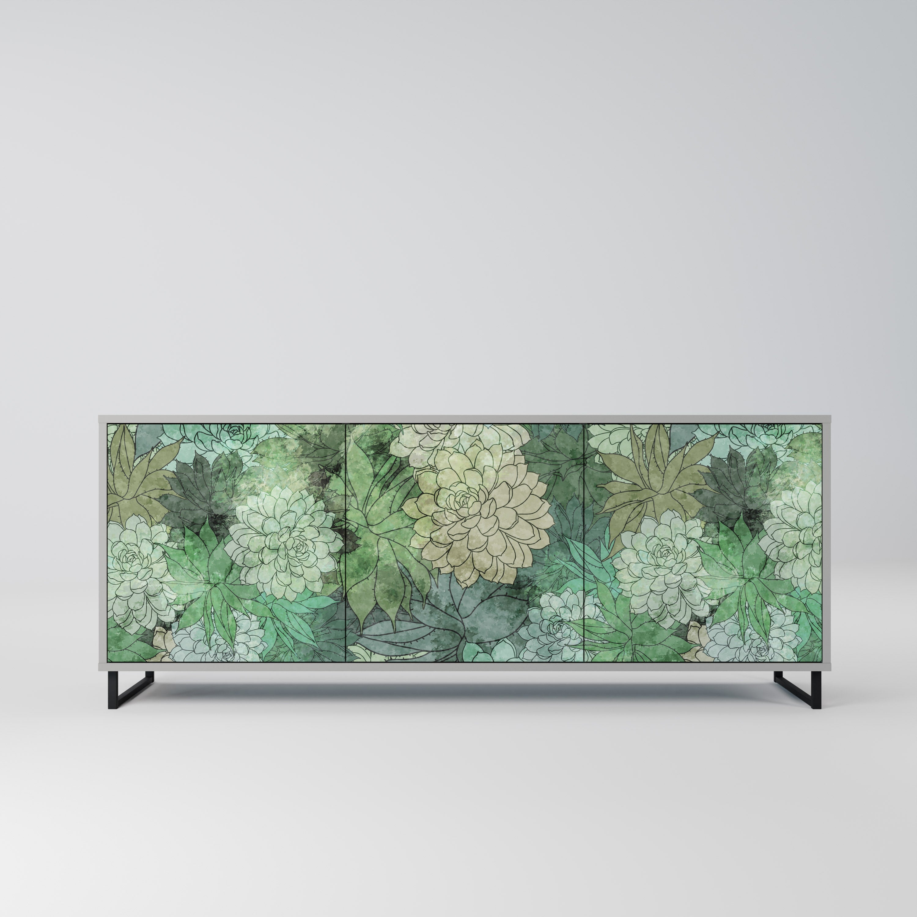 SUCCULENT CLUSTER 3-türiges Sideboard in grauer Ausführung