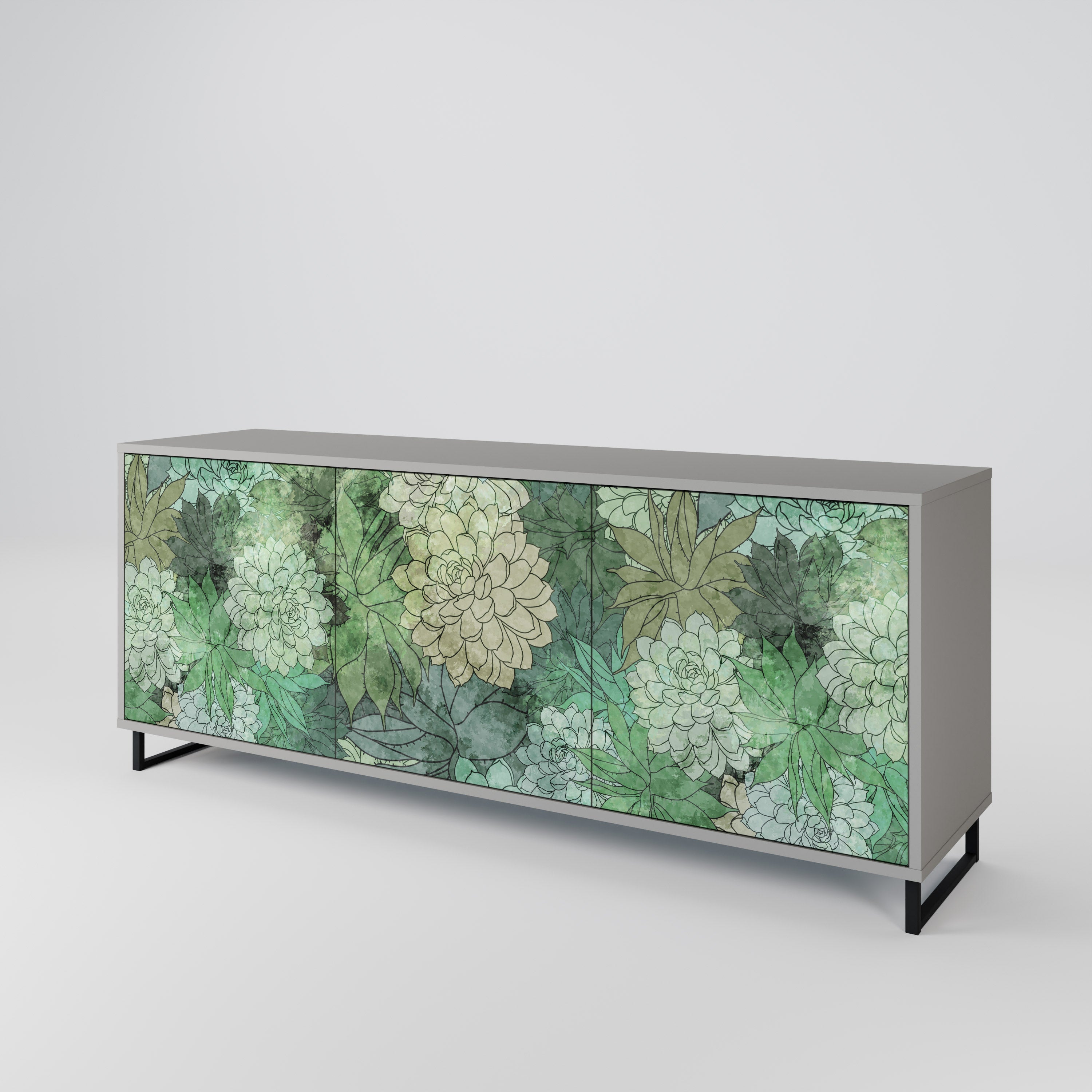 SUCCULENT CLUSTER 3-türiges Sideboard in grauer Ausführung