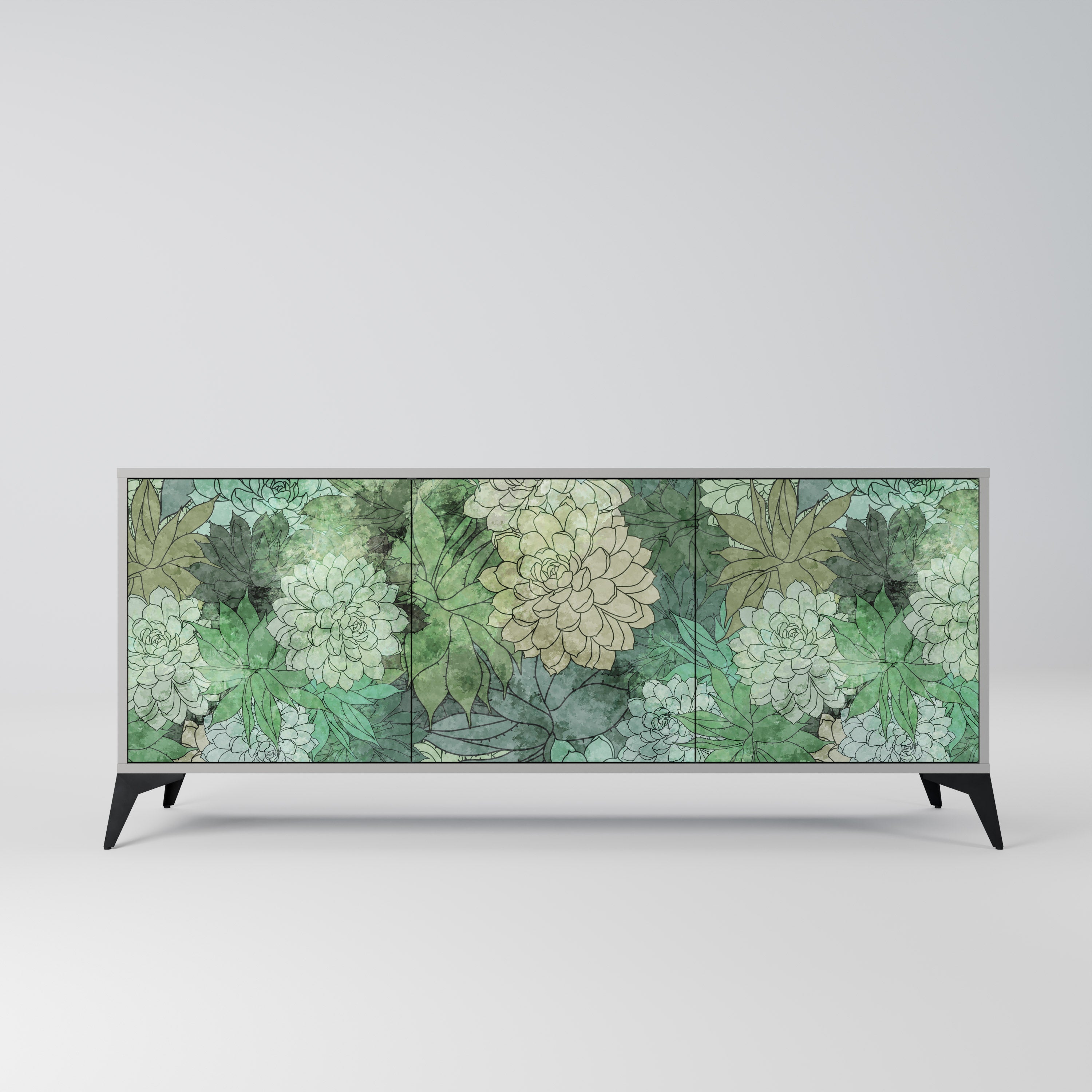 SUCCULENT CLUSTER 3-türiges Sideboard in grauer Ausführung