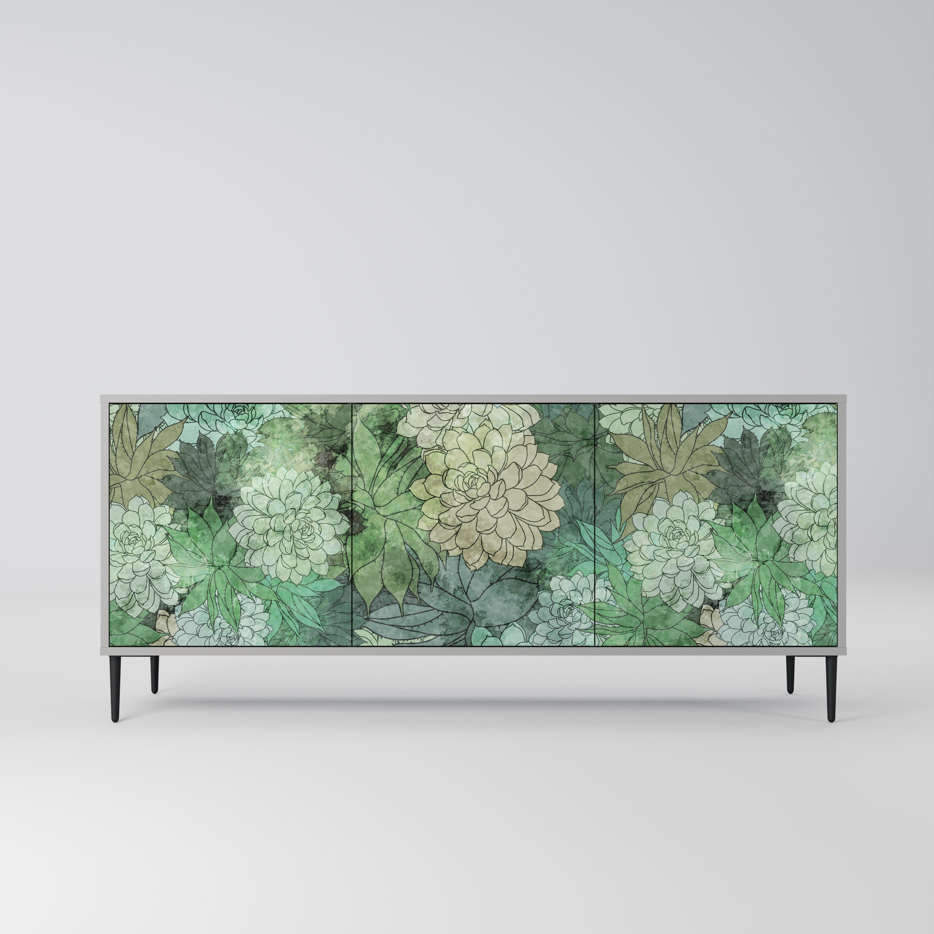 SUCCULENT CLUSTER 3-türiges Sideboard in grauer Ausführung