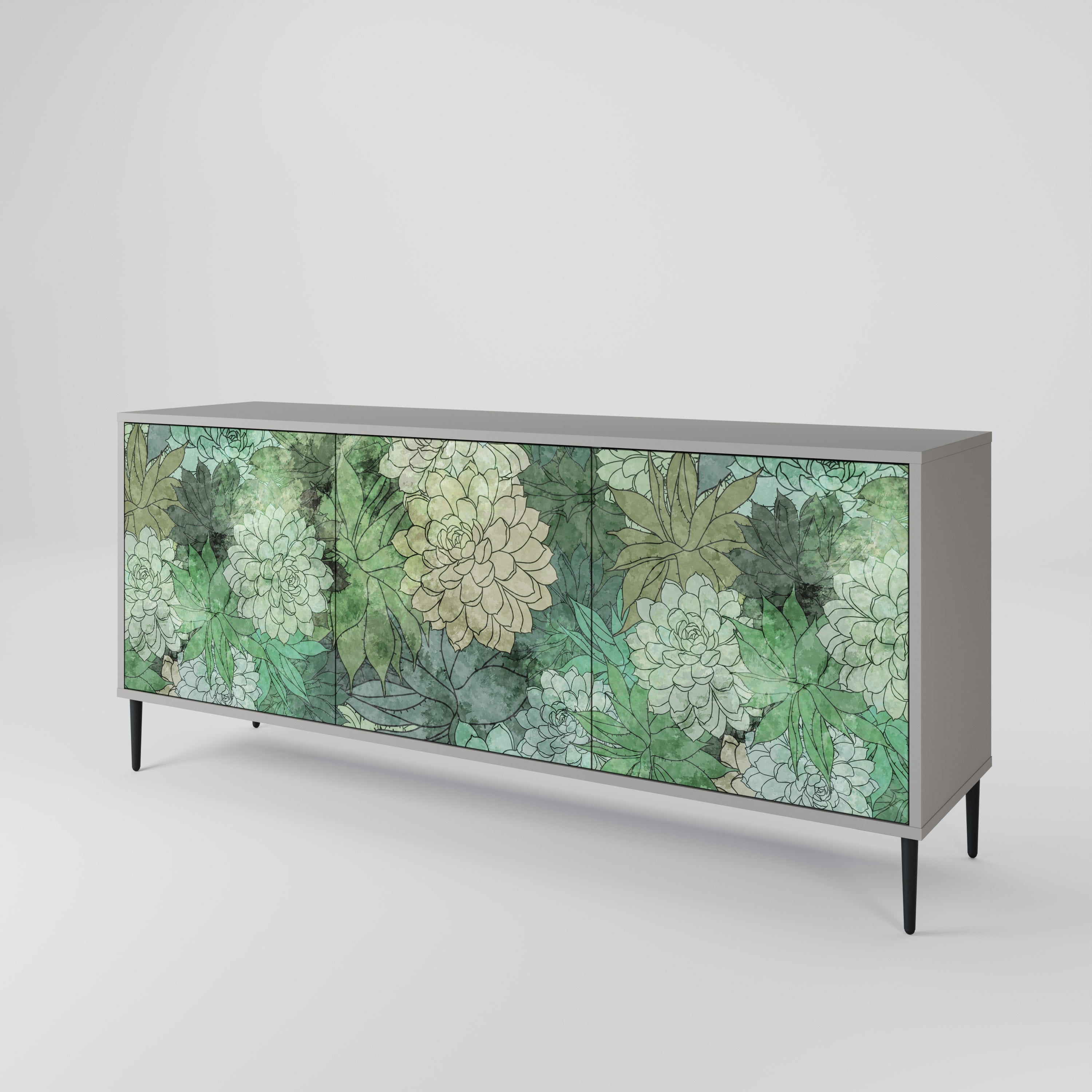 SUCCULENT CLUSTER 3-türiges Sideboard in grauer Ausführung