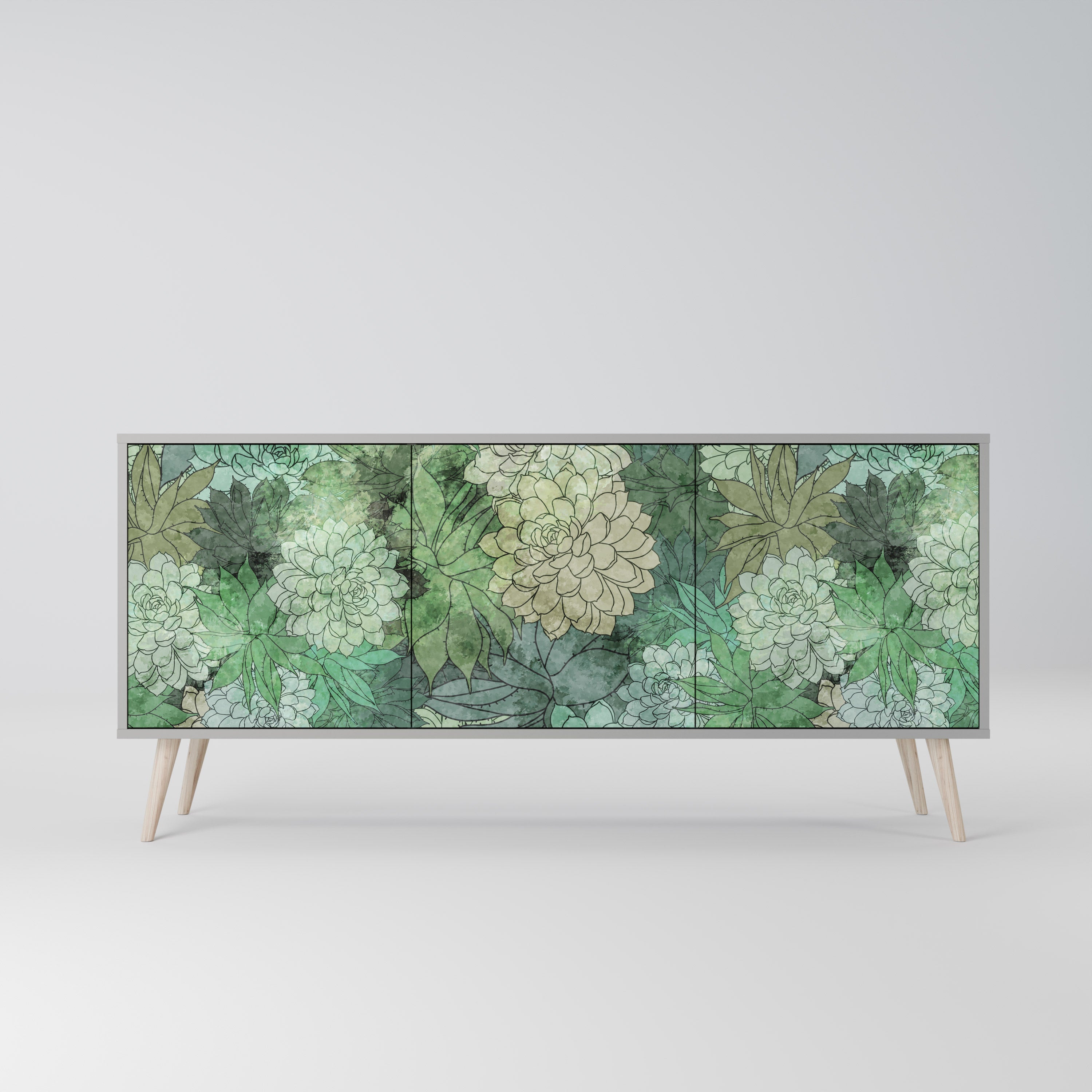 SUCCULENT CLUSTER 3-türiges Sideboard in grauer Ausführung
