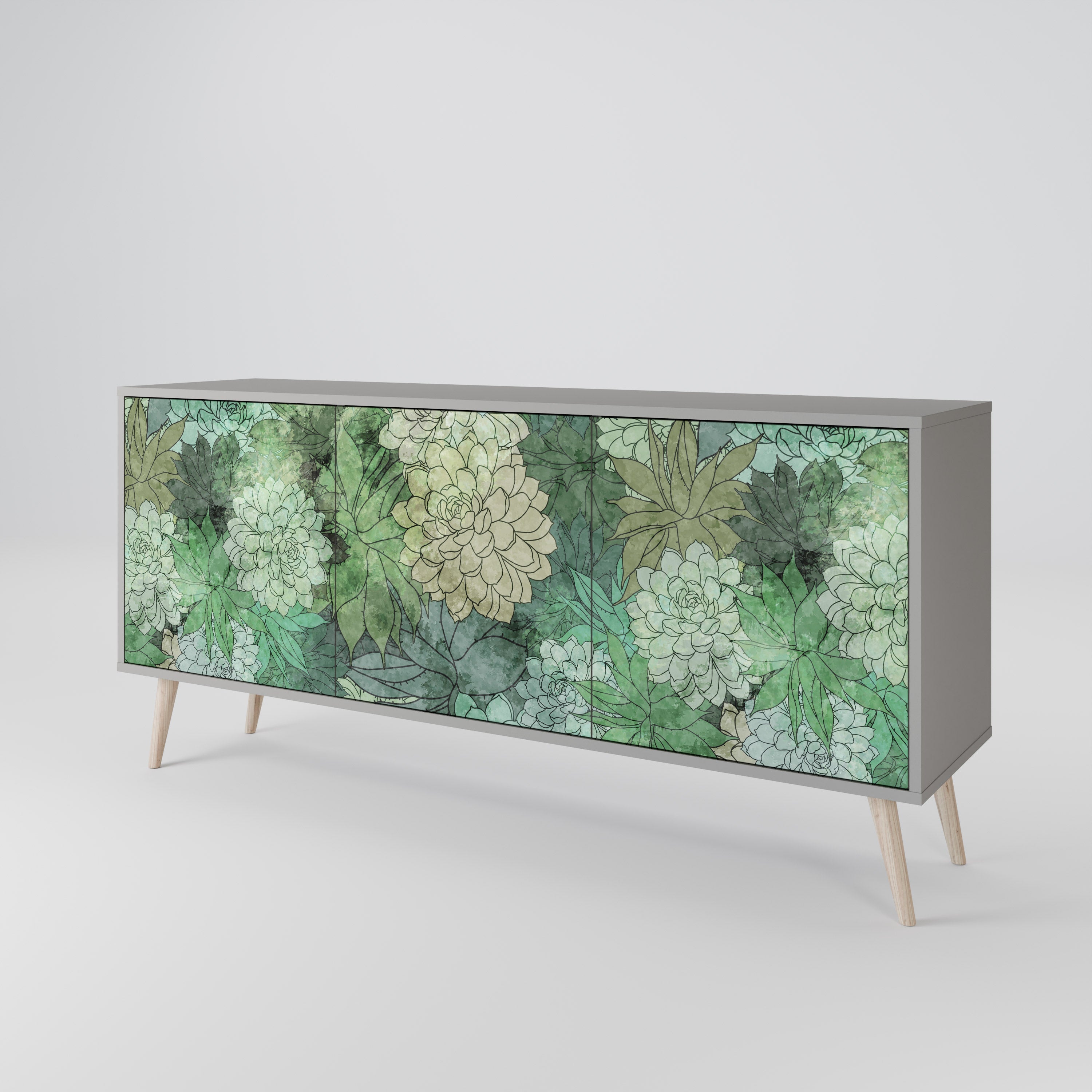 SUCCULENT CLUSTER 3-türiges Sideboard in grauer Ausführung
