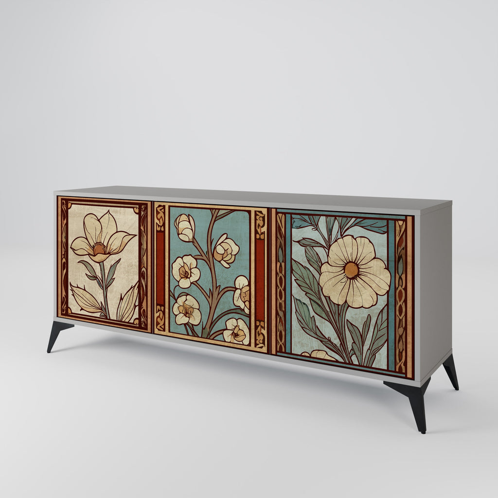 TIMELESS FLORA Sideboard mit 3 Türen in grauem Finish