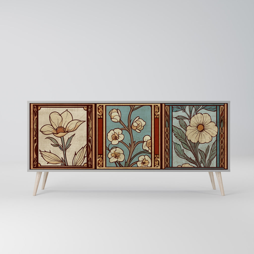 TIMELESS FLORA Sideboard mit 3 Türen in grauem Finish