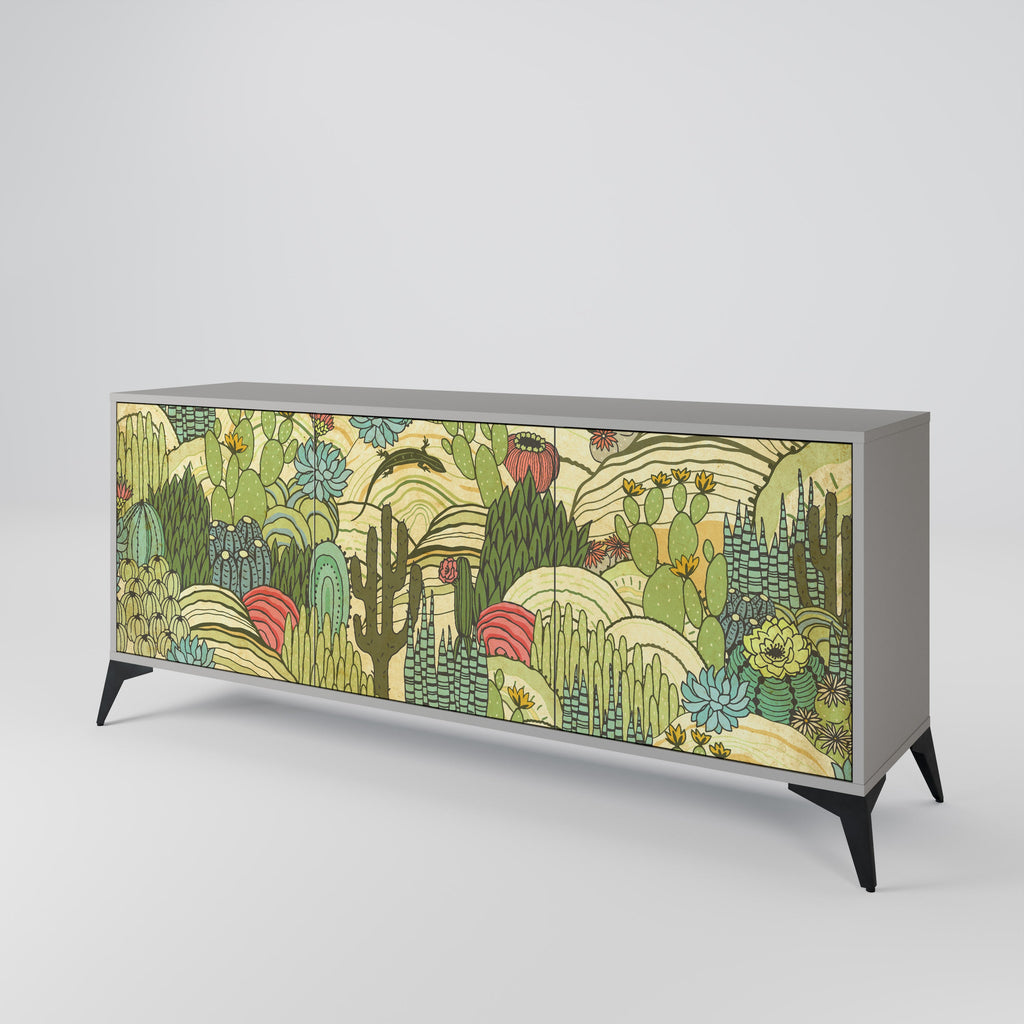 SUCCULENTS KALEIDOSCOPE Sideboard mit 3 Türen in grauem Finish
