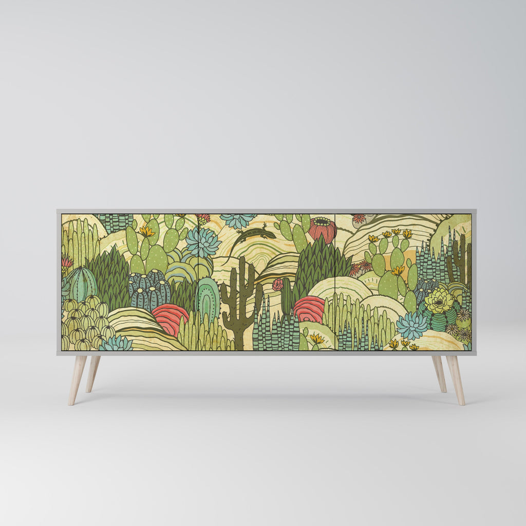 SUCCULENTS KALEIDOSCOPE Sideboard mit 3 Türen in grauem Finish