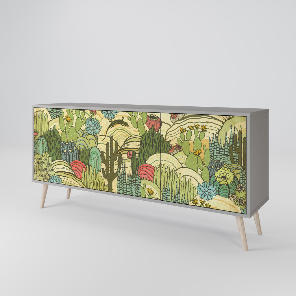 SUCCULENTS KALEIDOSCOPE Sideboard mit 3 Türen in grauem Finish