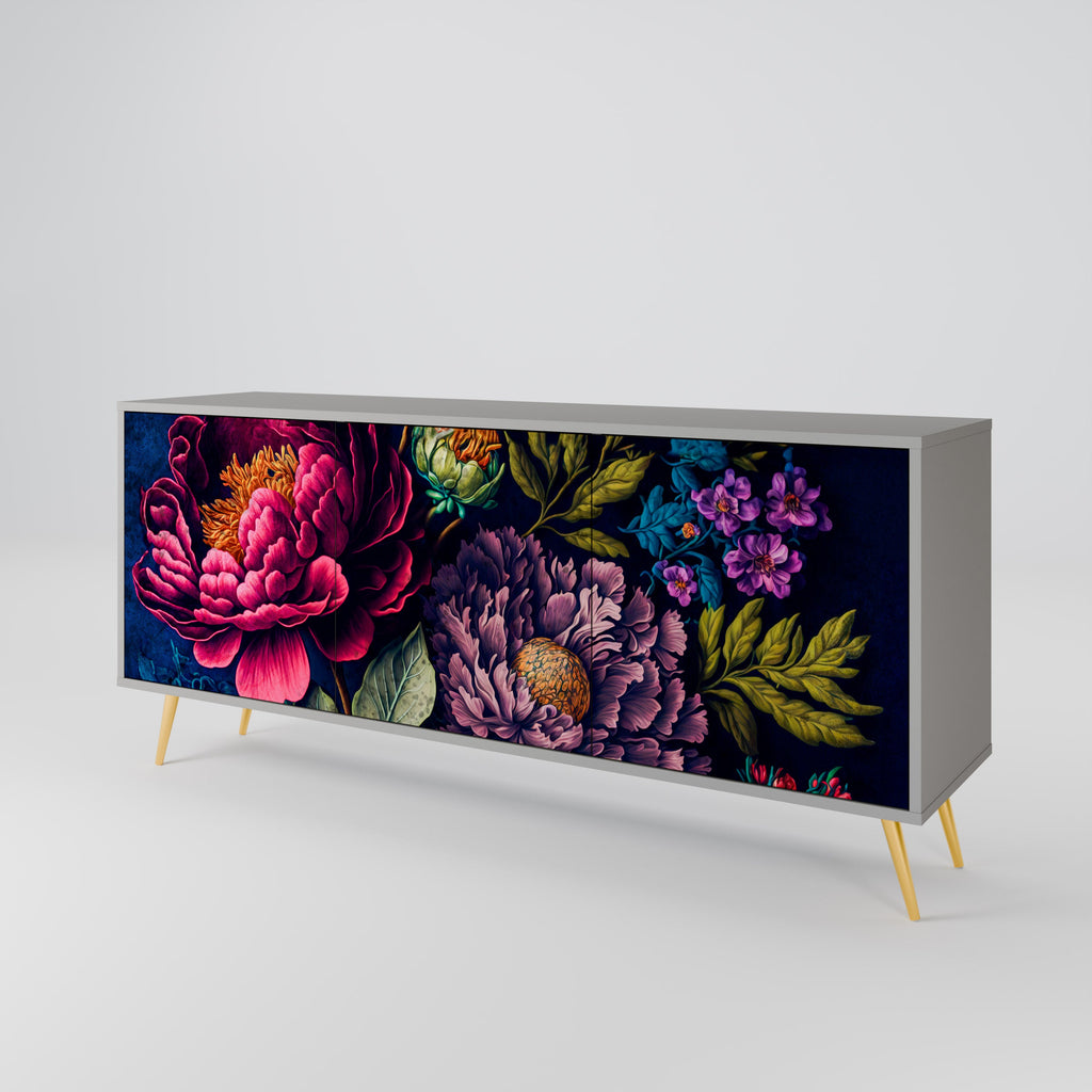 BLOOMING ELEGANCE 3-türiges Sideboard in grauem Finish