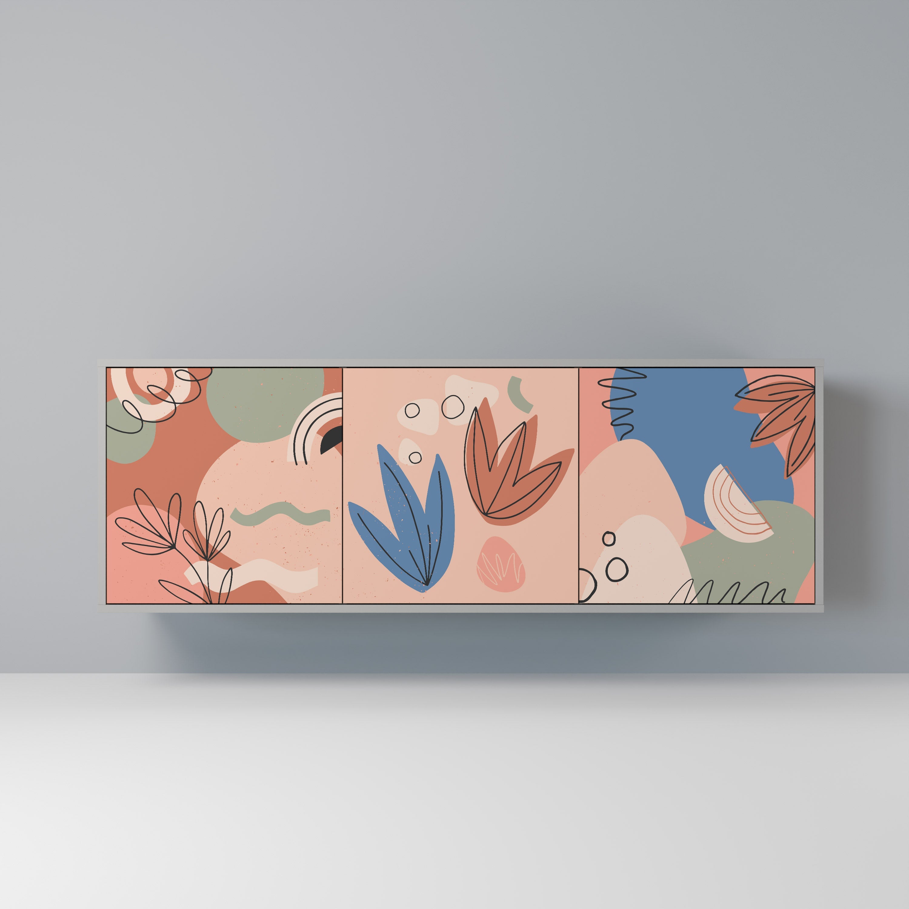 PASTEL DESTINY Sideboard mit 3 Türen in grauer Ausführung