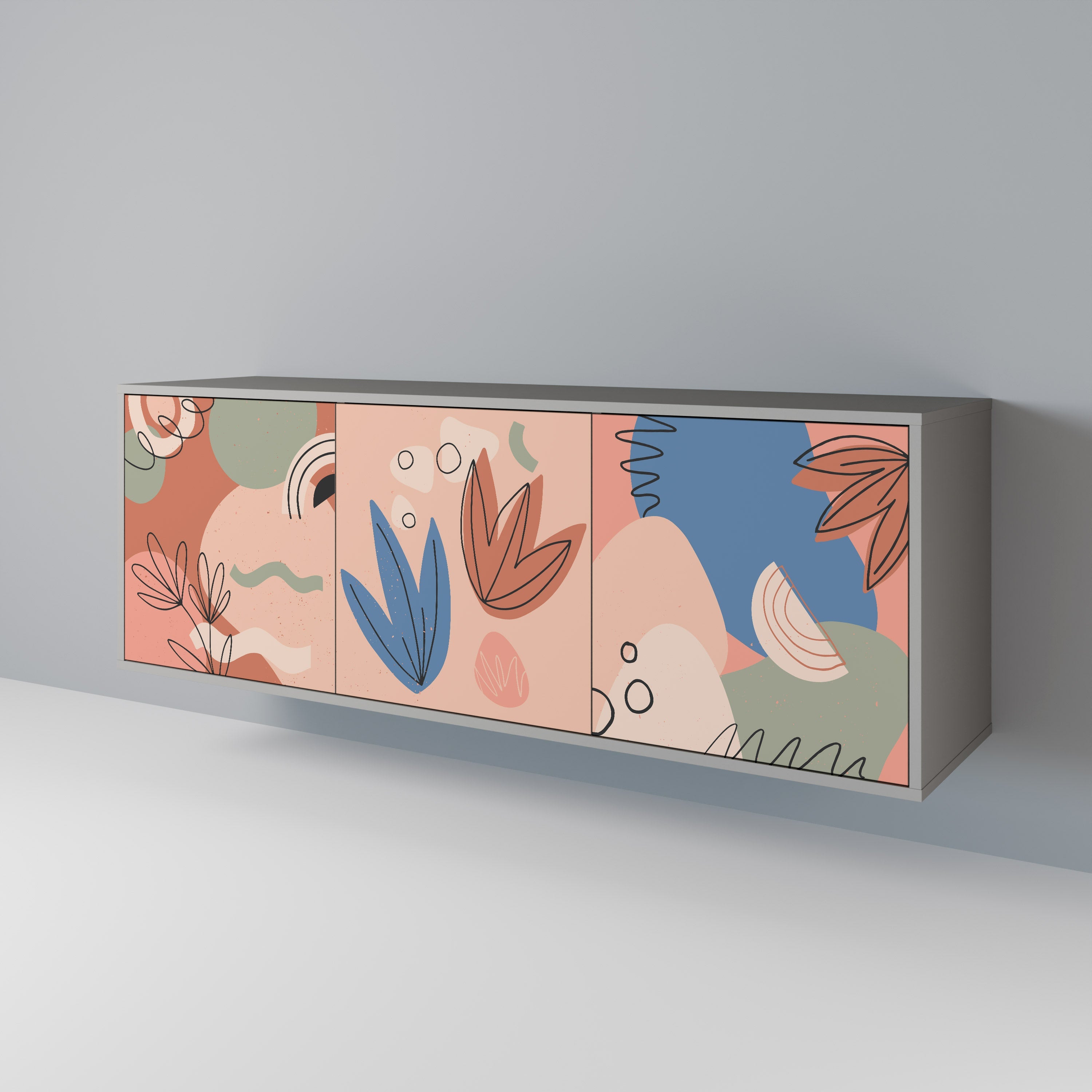 PASTEL DESTINY Sideboard mit 3 Türen in grauer Ausführung