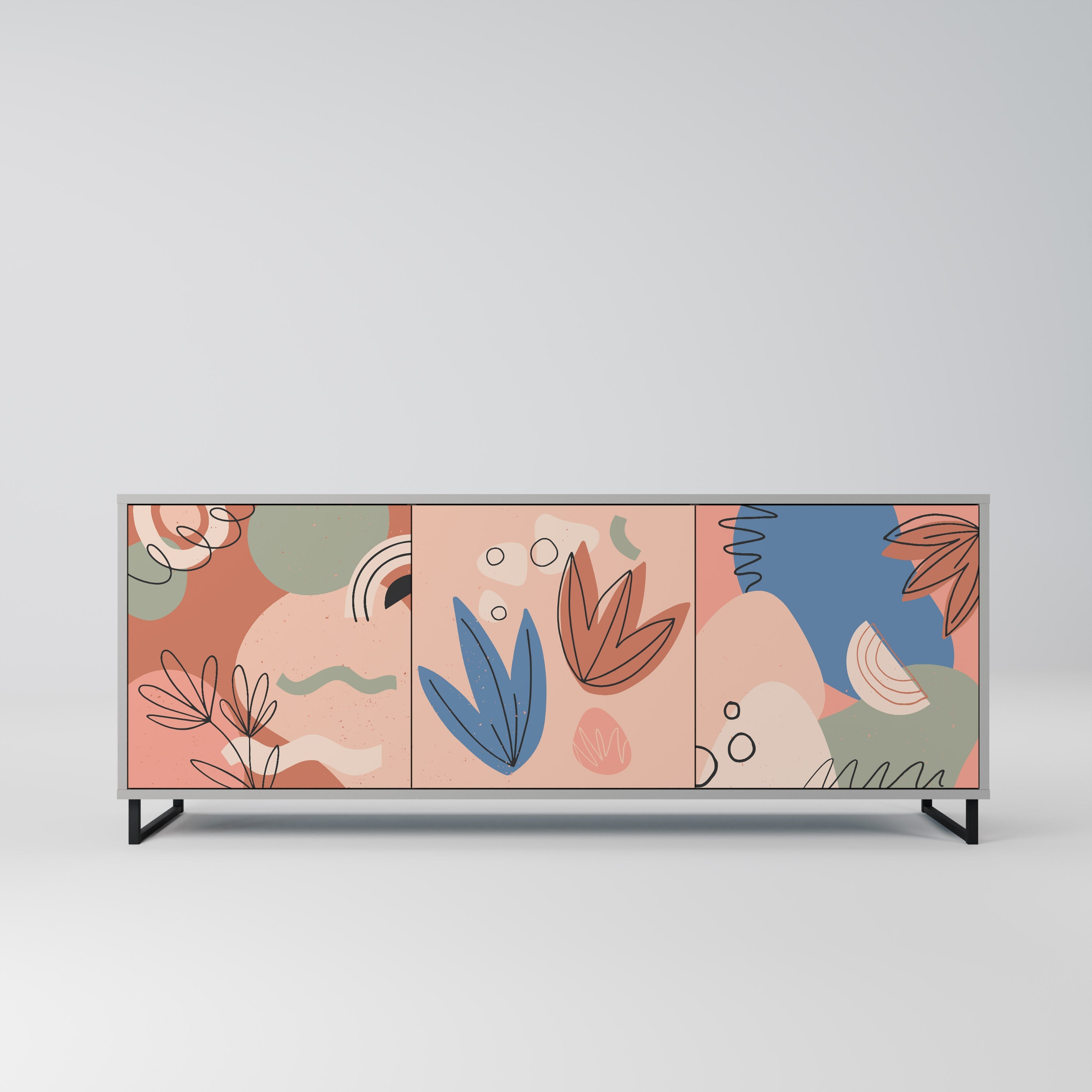 PASTEL DESTINY Sideboard mit 3 Türen in grauer Ausführung