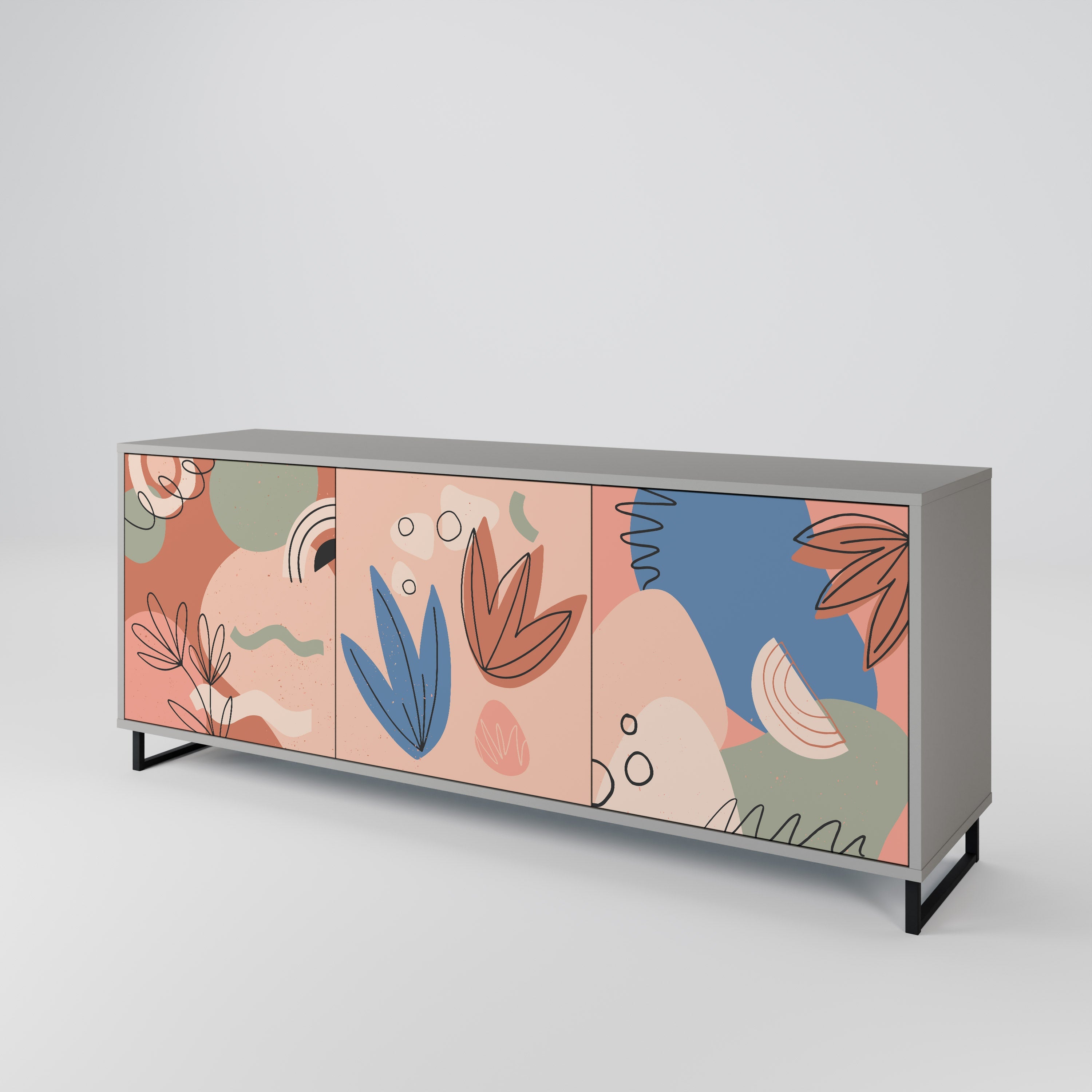PASTEL DESTINY Sideboard mit 3 Türen in grauer Ausführung