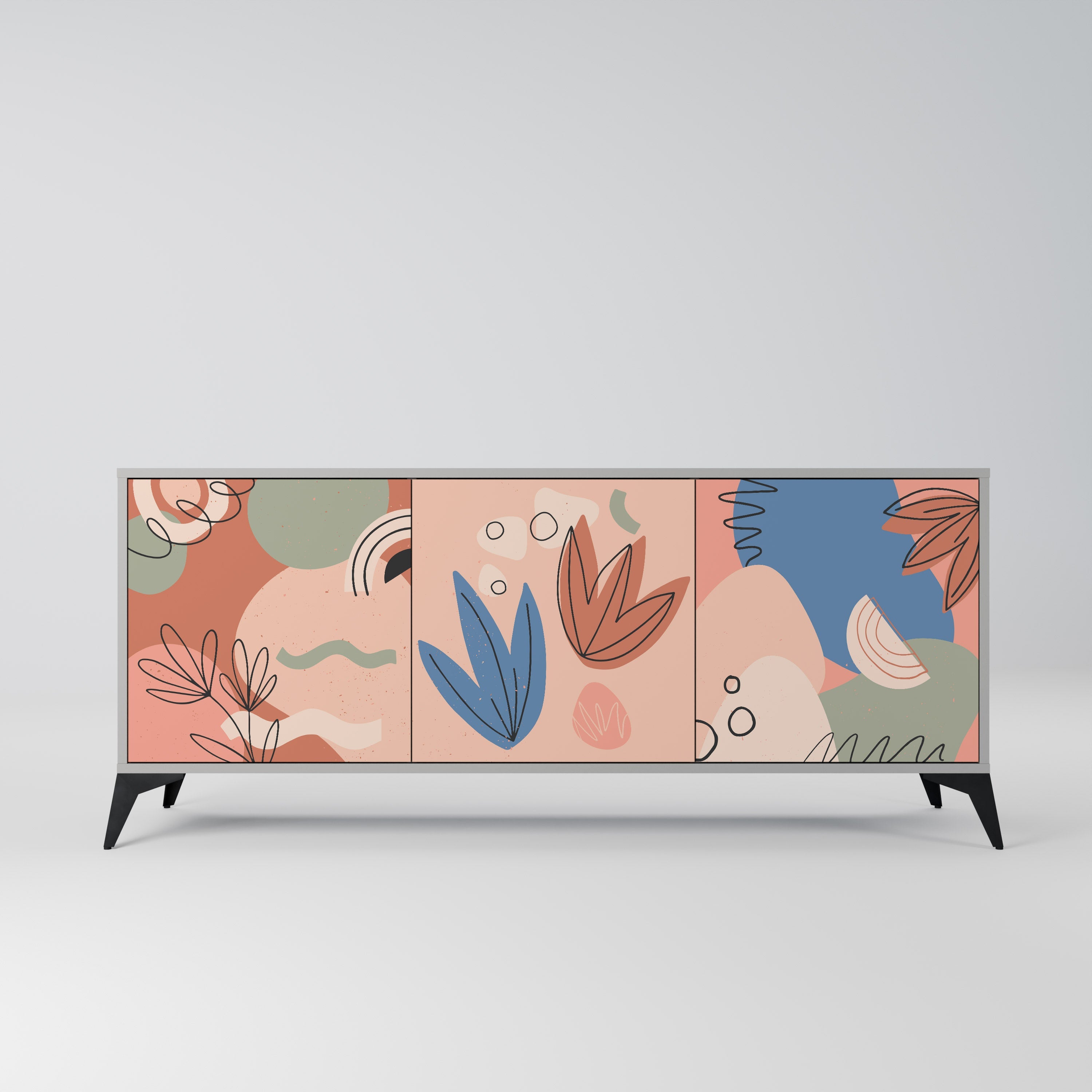 PASTEL DESTINY Sideboard mit 3 Türen in grauer Ausführung