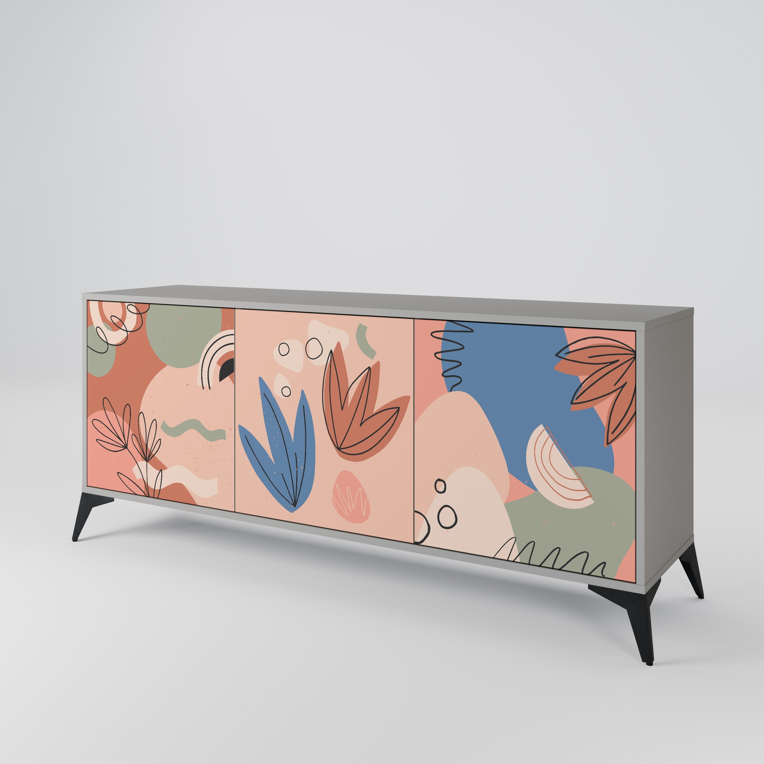 PASTEL DESTINY Sideboard mit 3 Türen in grauer Ausführung