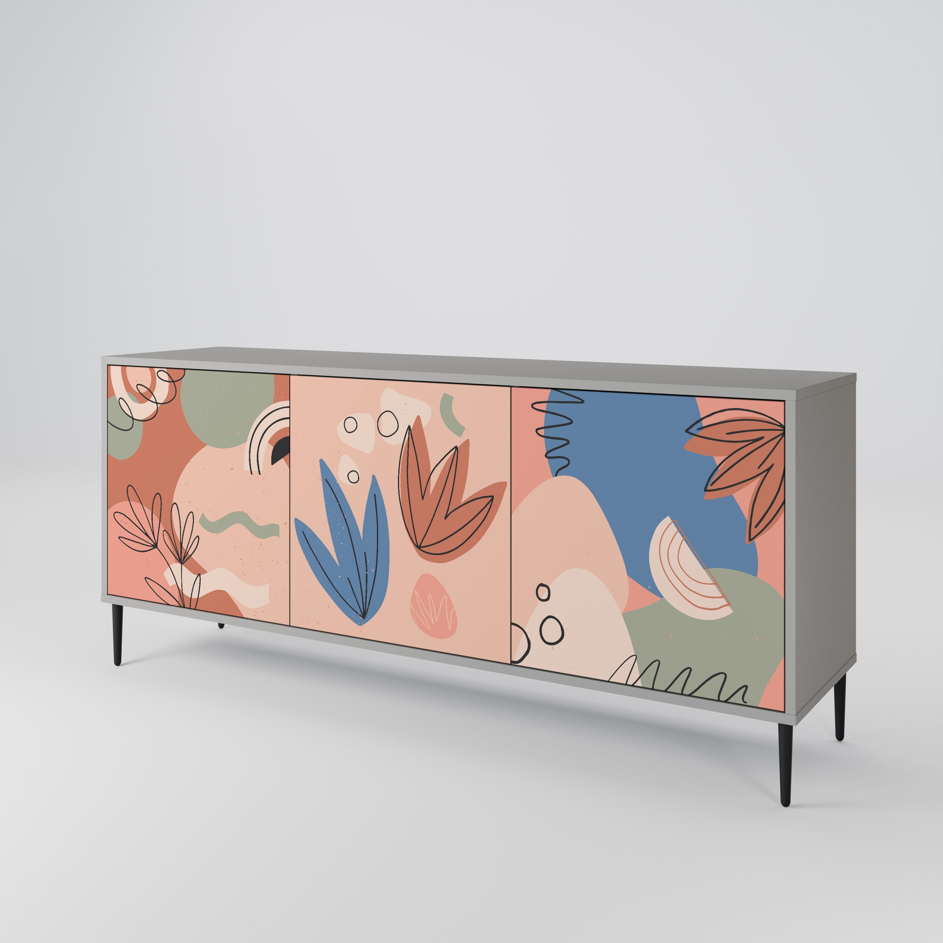 PASTEL DESTINY Sideboard mit 3 Türen in grauer Ausführung