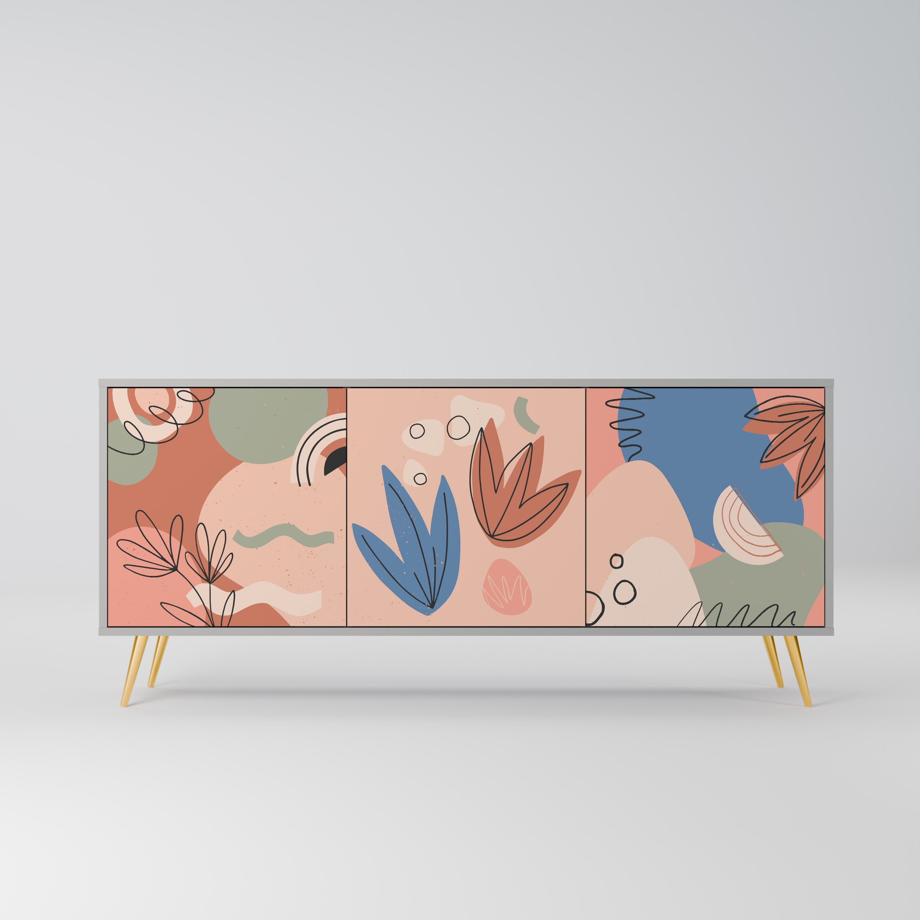 PASTEL DESTINY Sideboard mit 3 Türen in grauer Ausführung