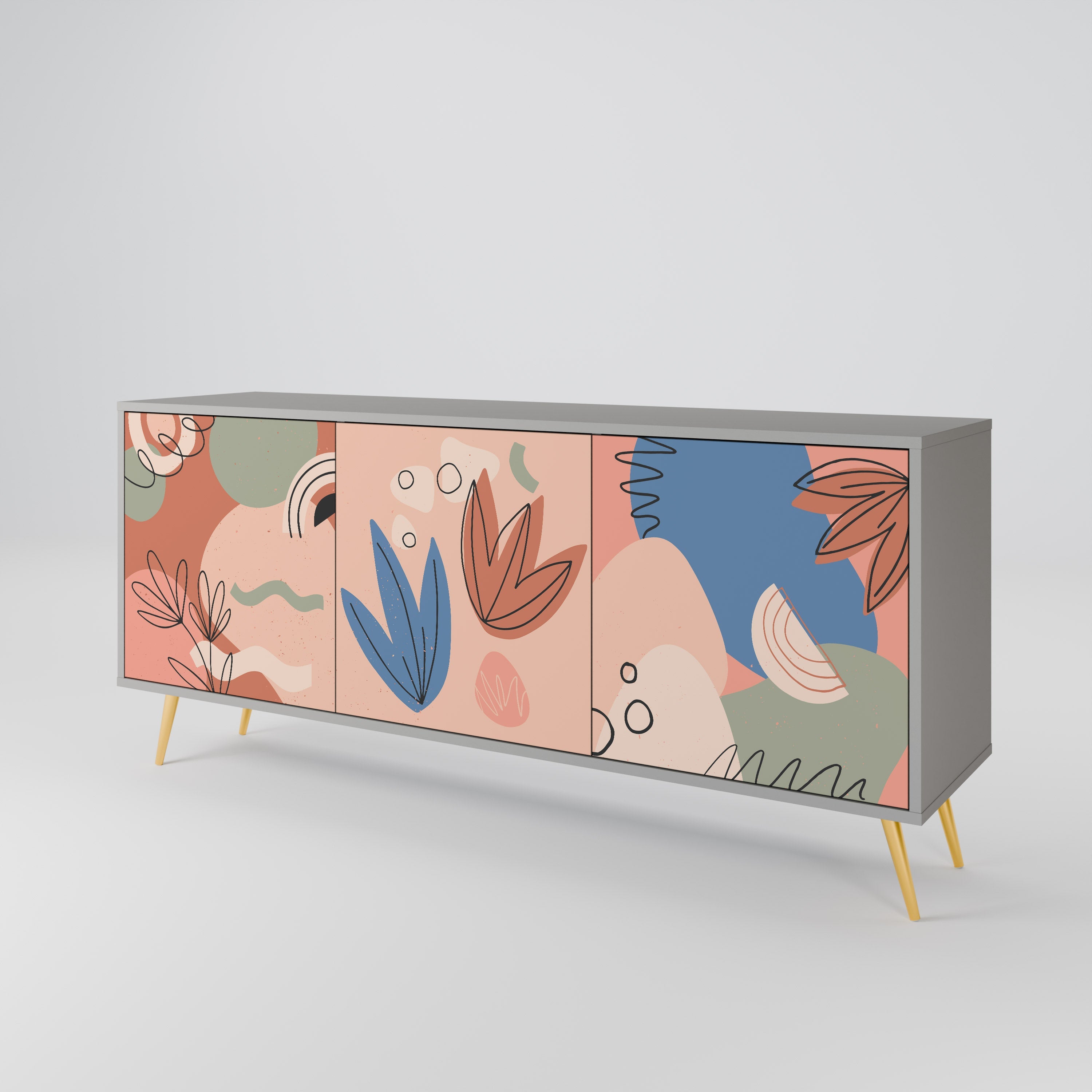 PASTEL DESTINY Sideboard mit 3 Türen in grauer Ausführung