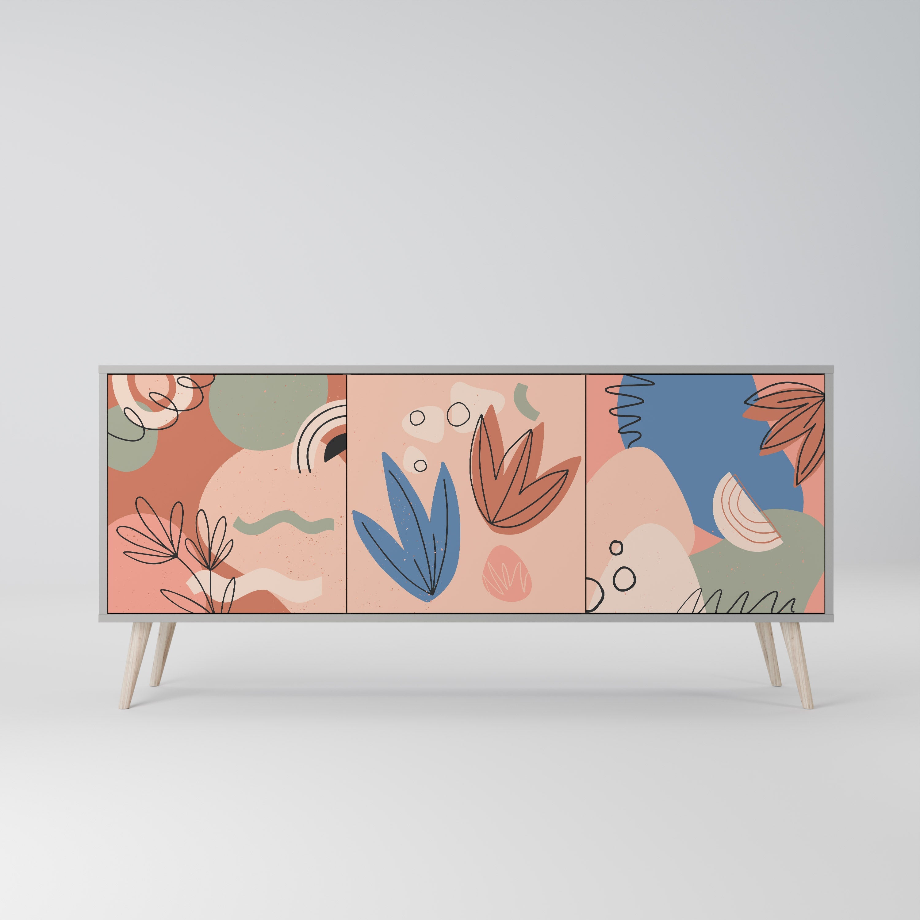 PASTEL DESTINY Sideboard mit 3 Türen in grauer Ausführung