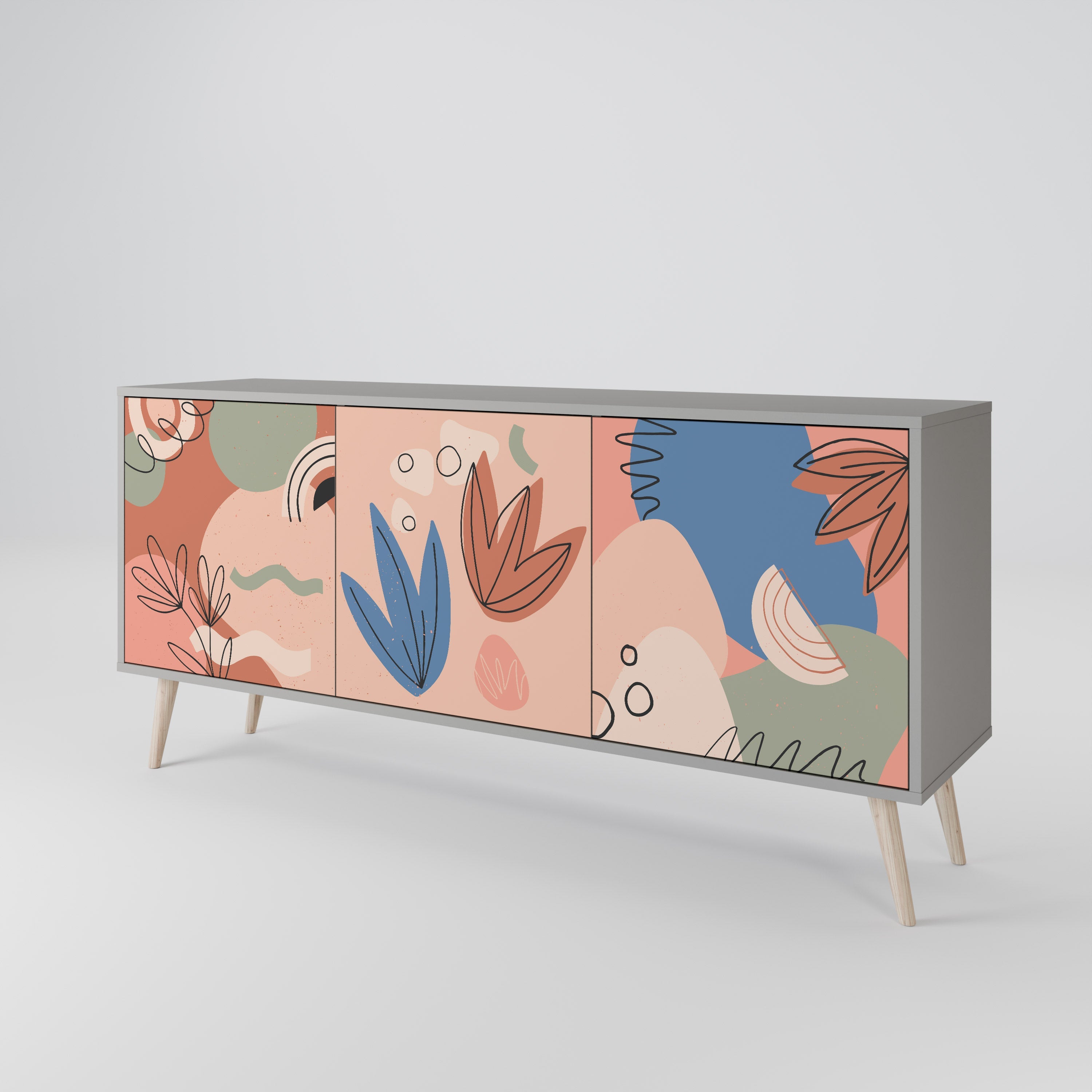 PASTEL DESTINY Sideboard mit 3 Türen in grauer Ausführung