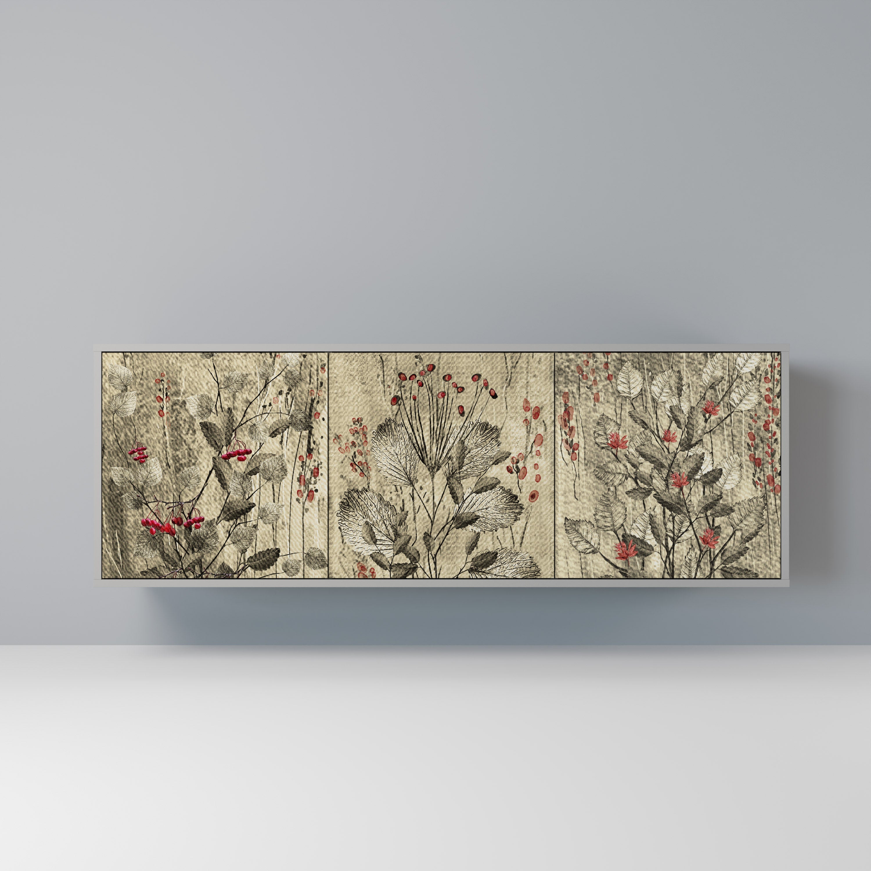 HERBAL GRACE 3-türiges Sideboard in grauem Finish